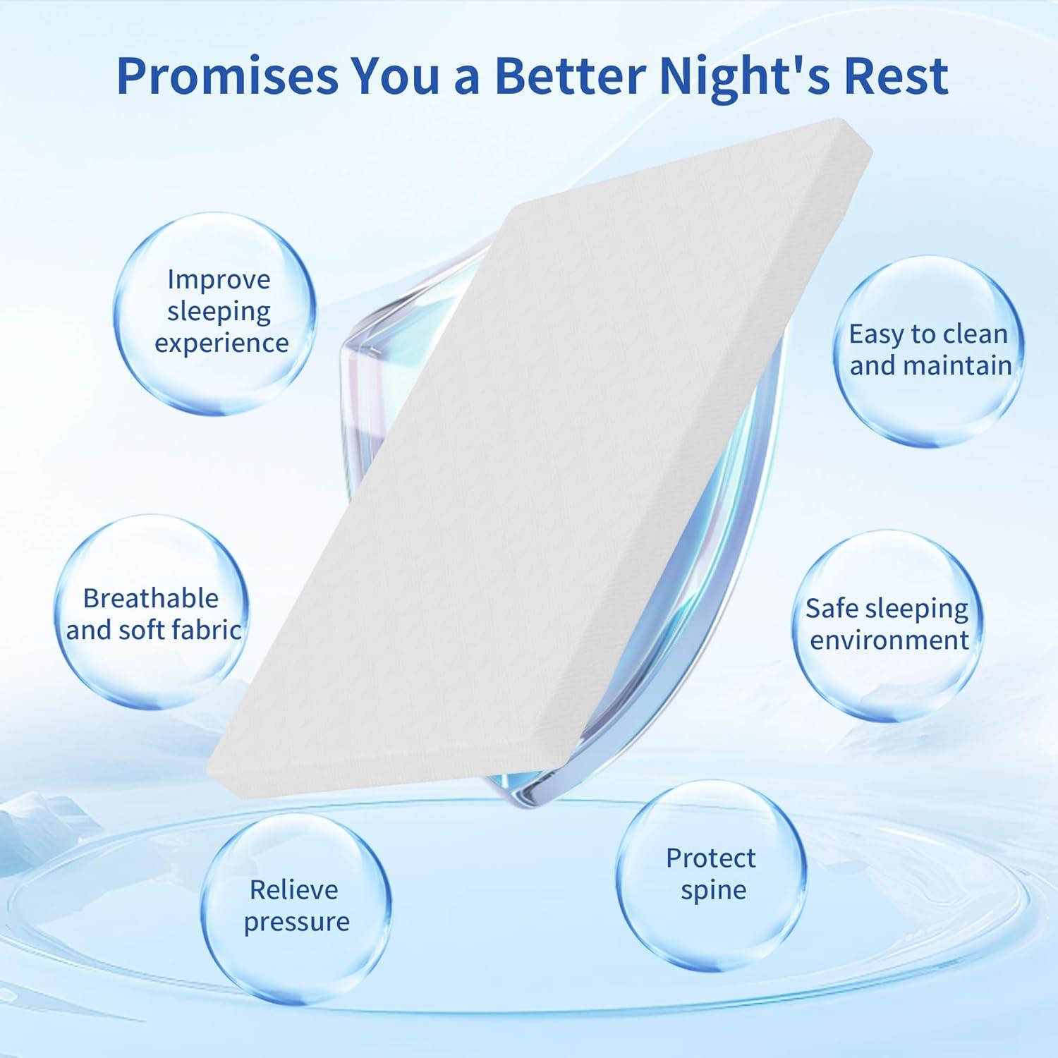 3 Inch Queen Memory Foam Mattress Topper, Bamboo Fiber Washable Cover, Gel Mattress Topper Pressure Relief Bed Topper, Adjustable Corner Straps, CertiPUR-US Certified