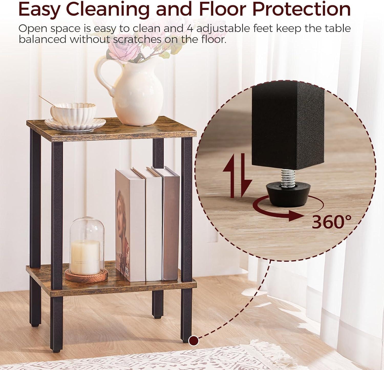 End Table, Set of 2, Side Table, Nightstand, 2-Tier Storage Shelf, Sofa Table for Small Space, Living Room, Bed Room TB01BB035