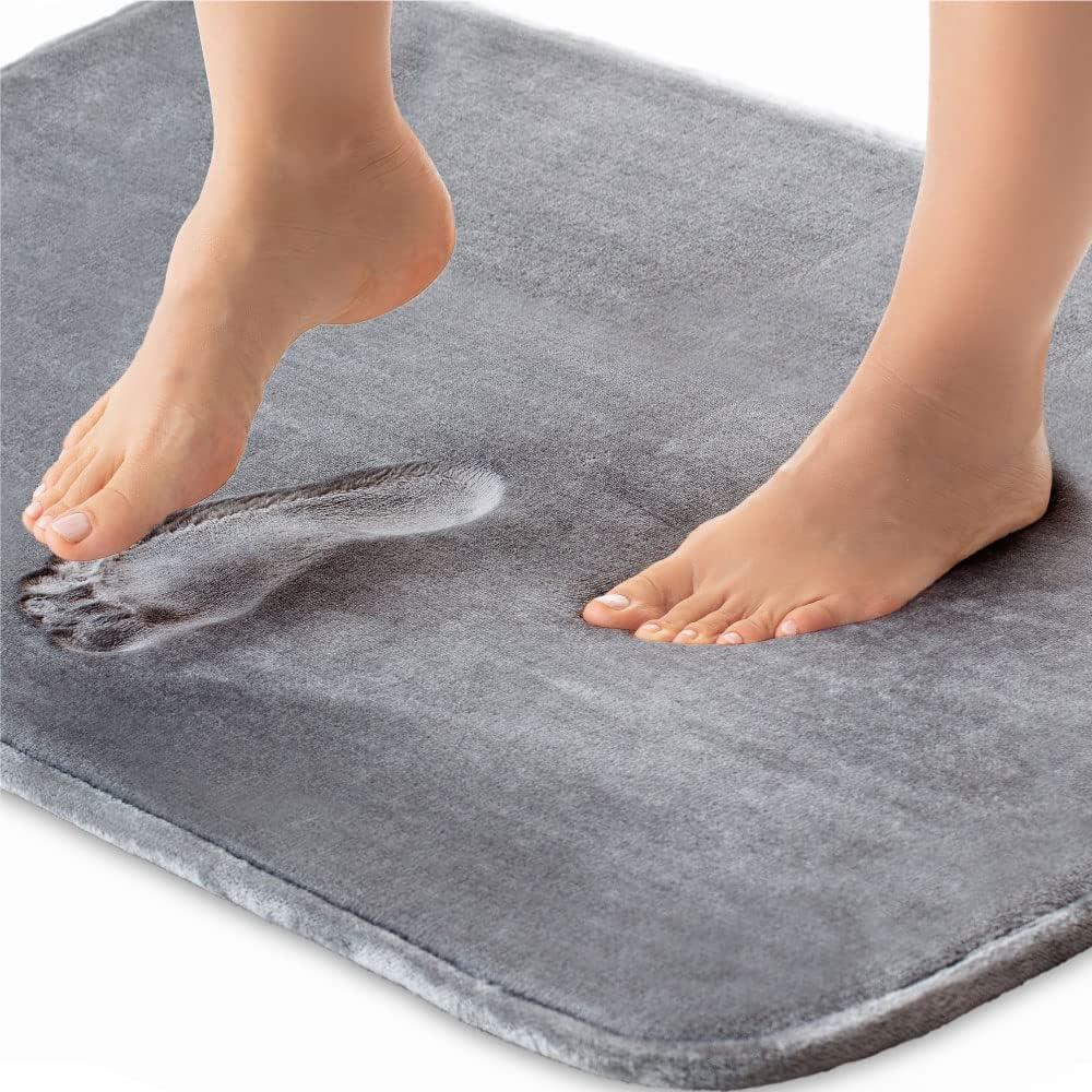 Gorilla Grip Memory Foam Bath Rug, Machine Washable, Bath Rugs for Bathroom Floor, 24x17 Mat, Graphite Gray