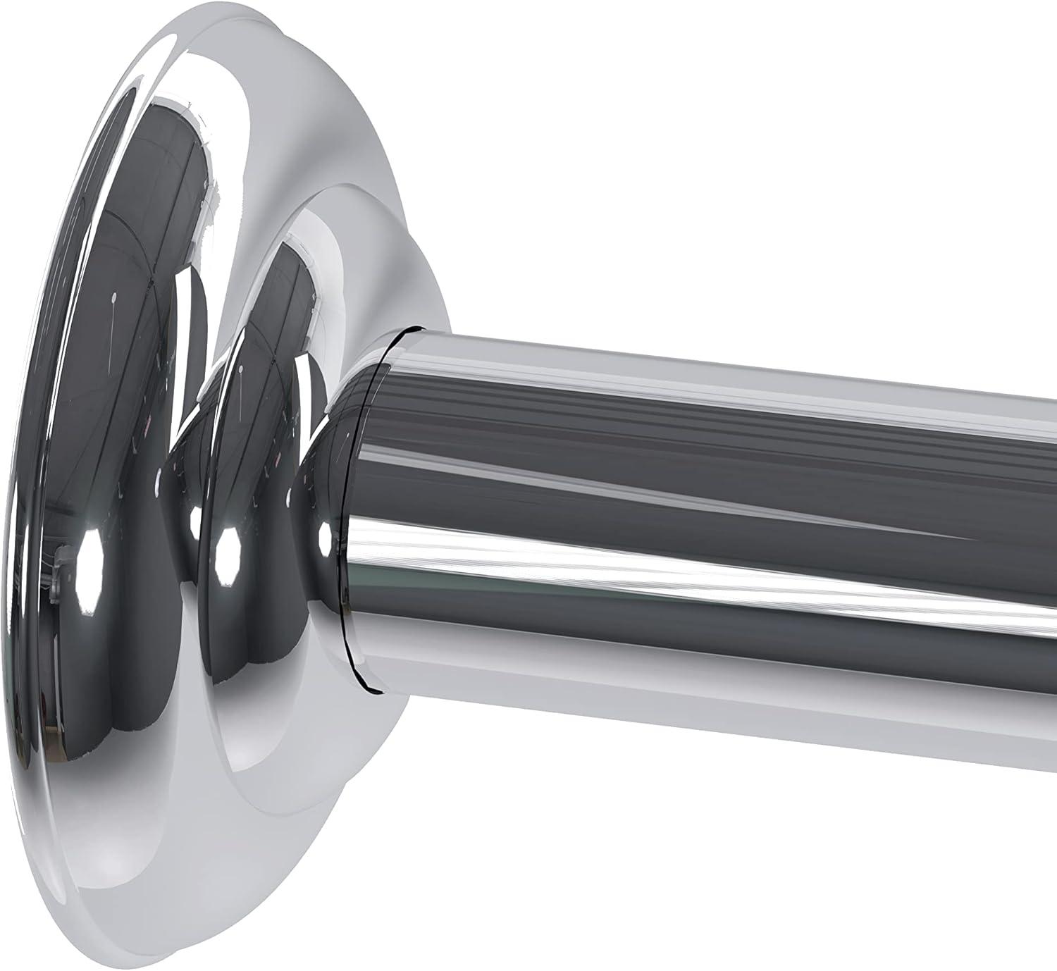 Chrome Adjustable Steel Shower Rod with Decorative End Caps