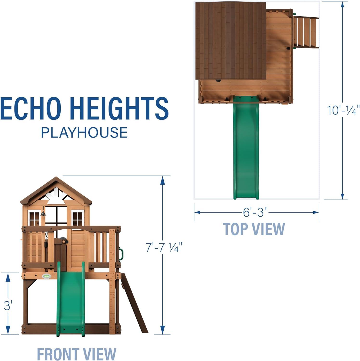 Echo Heights Elevated Cedar Playhouse with Slide and Kitchen