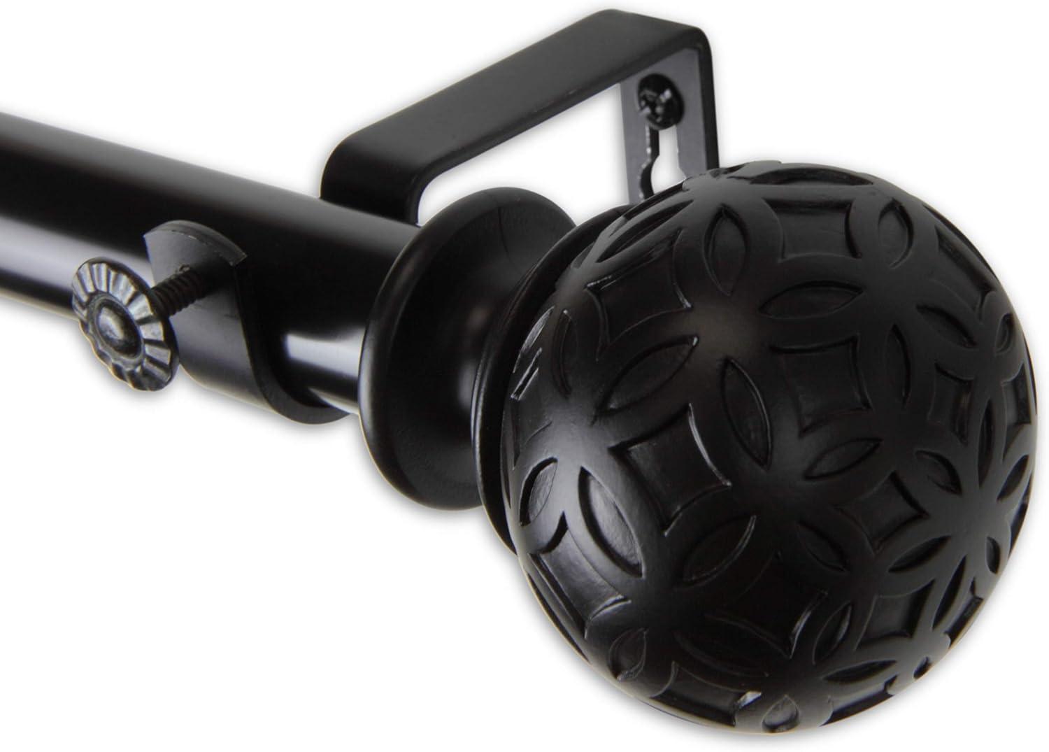 Rod Desyne 1" Odelia Curtain Rod, 120-170", Black