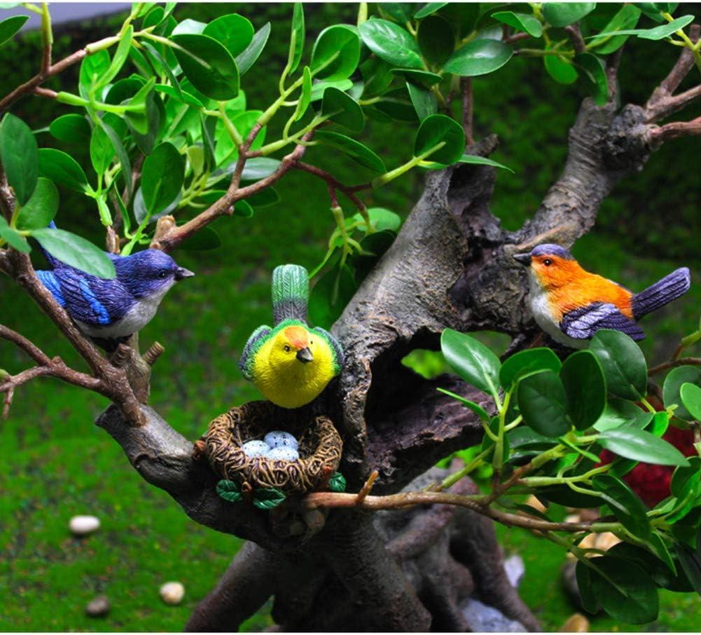 3 Pcs Miniature Bird Decorative Figurines Garden Statue Birds Figures Decor Mini Bird Figures Animal Model Toys Cake Topper Flower Pots Plant Ornaments Fairy Garden Decor, 3 Color