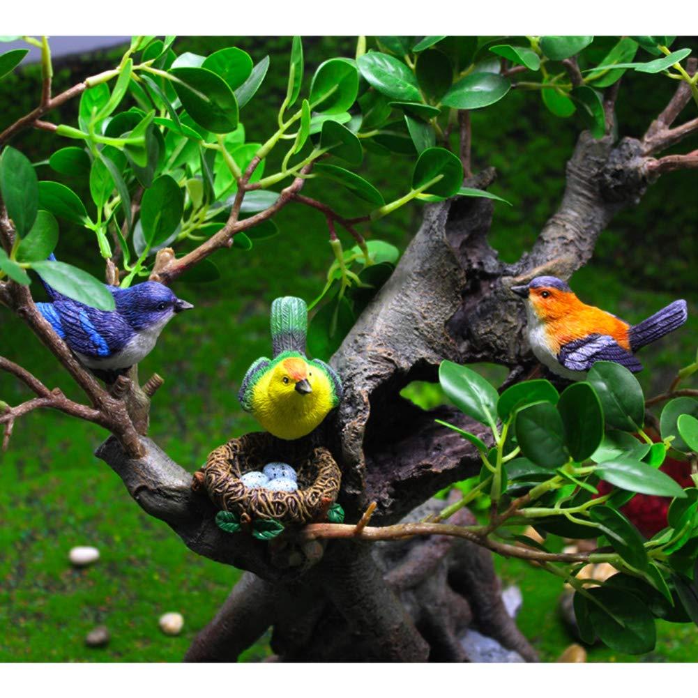 3 Pcs Miniature Bird Decorative Figurines Garden Statue Birds Figures Decor Mini Bird Figures Animal Model Toys Cake Topper Flower Pots Plant Ornaments Fairy Garden Decor, 3 Color