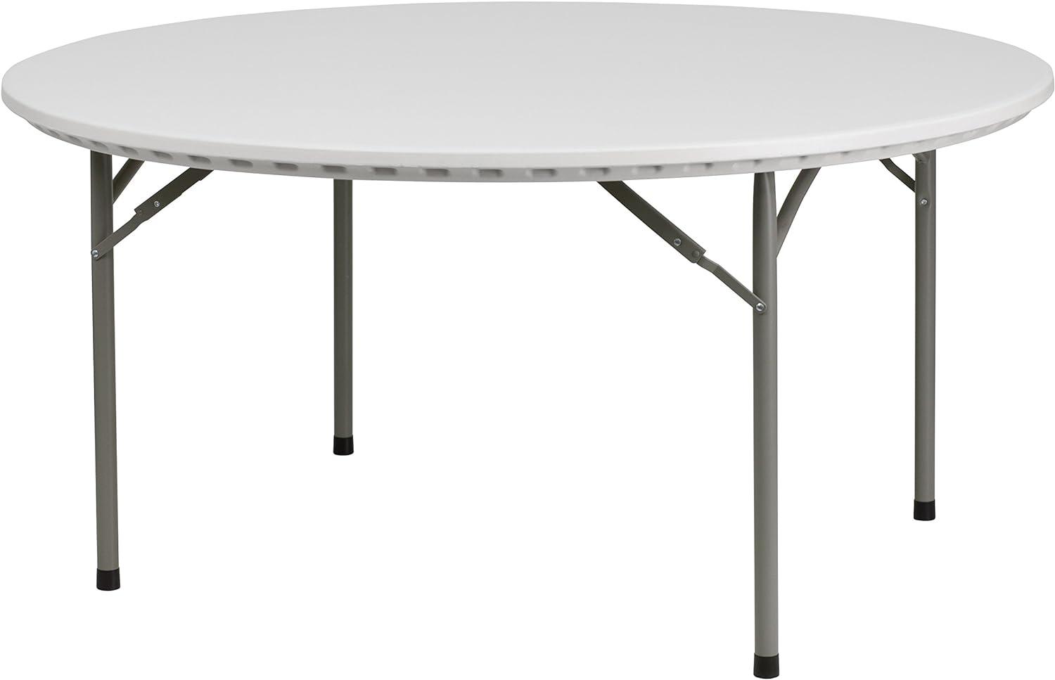 Parker 60" Round Granite White Plastic Event and Party Folding Table