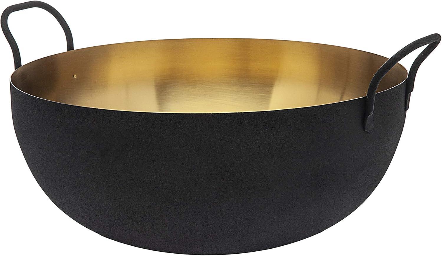 Encalmo Black and Gold Glass Salad Serving Bowl