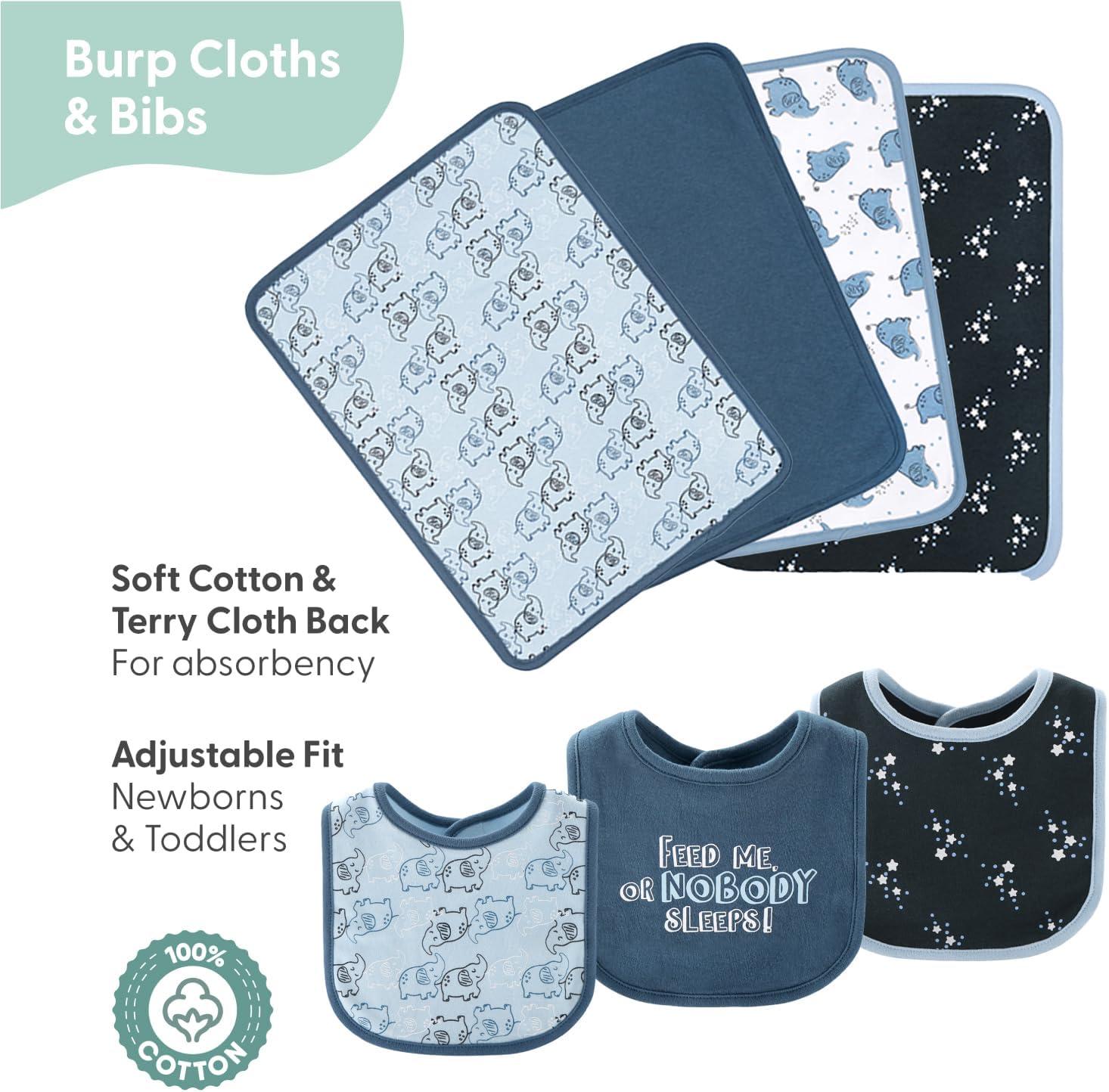 Baby Layette Clothing Gift Set, 30pc - The Peanutshell® Elephant Blue, White Blue, 6-9 Months