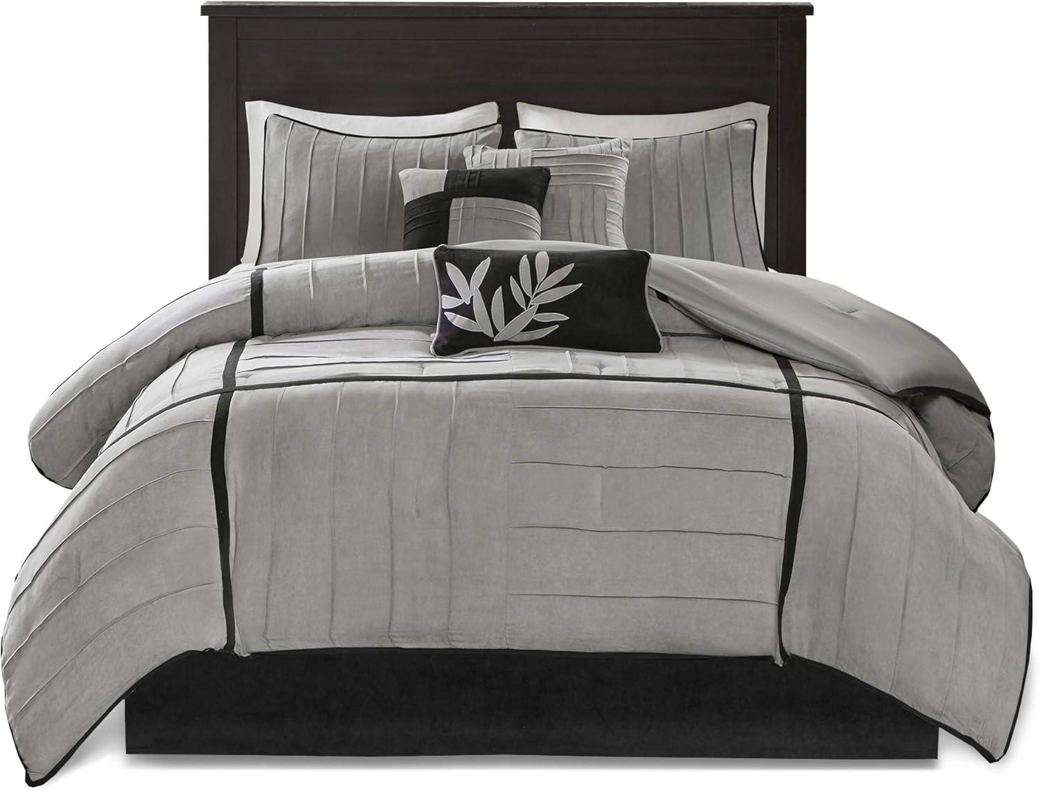 Landcaster Microsuede Pleated Comforter Set 7pc