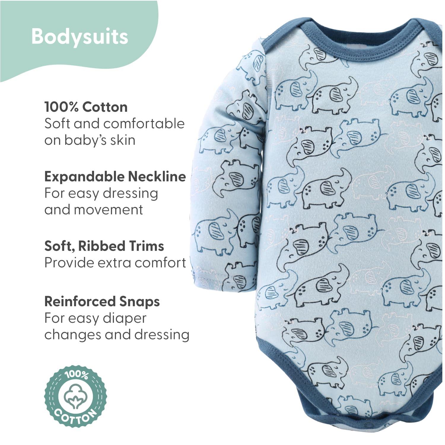 Baby Layette Clothing Gift Set, 30pc - The Peanutshell® Elephant Blue, White Blue, 6-9 Months