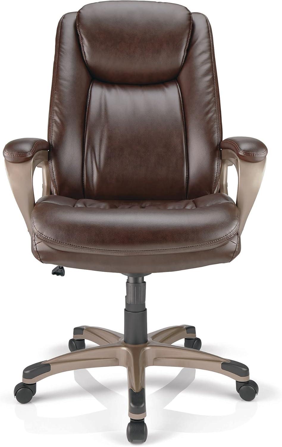 Treswell Brown and Champagne High-Back Leather Swivel Chair