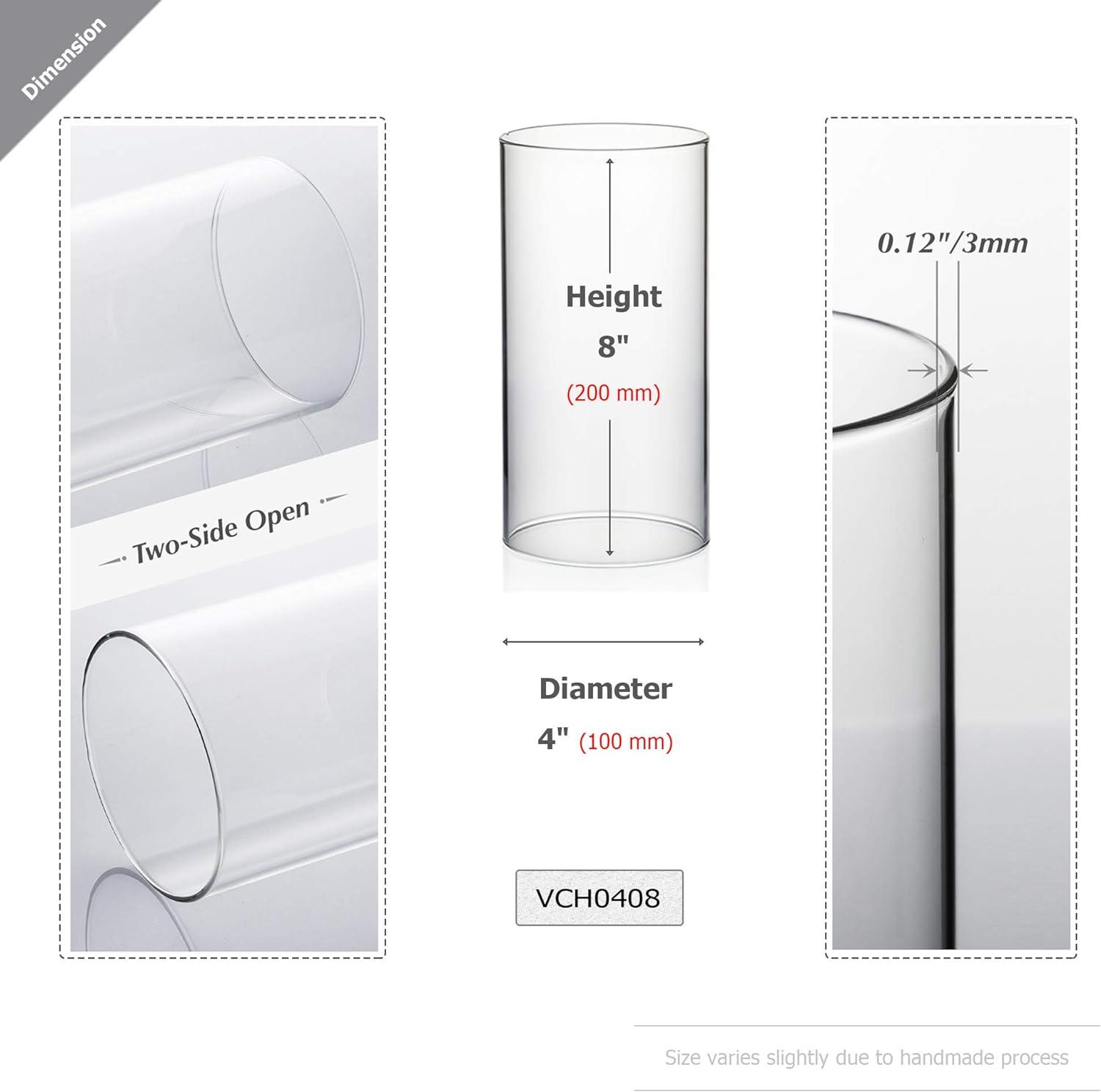 WGV Clear Hurricane Candle Shade Chimney Tube - 4" Wide x 8" Height, Good quality, Heavy Weighted Base - 1 Pc