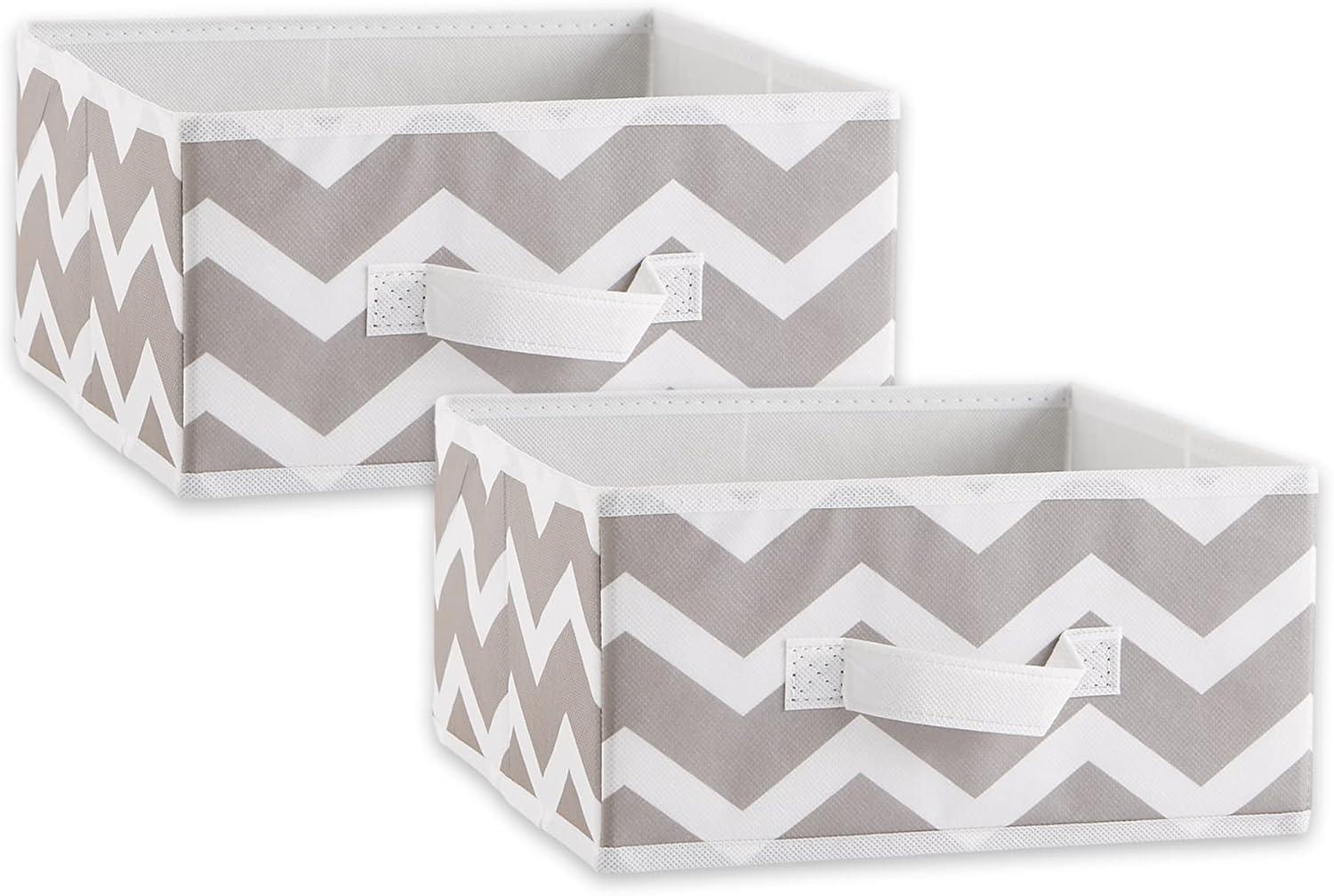 Chevron Gray Collapsible Fabric Storage Cube for Kids - Set of 2