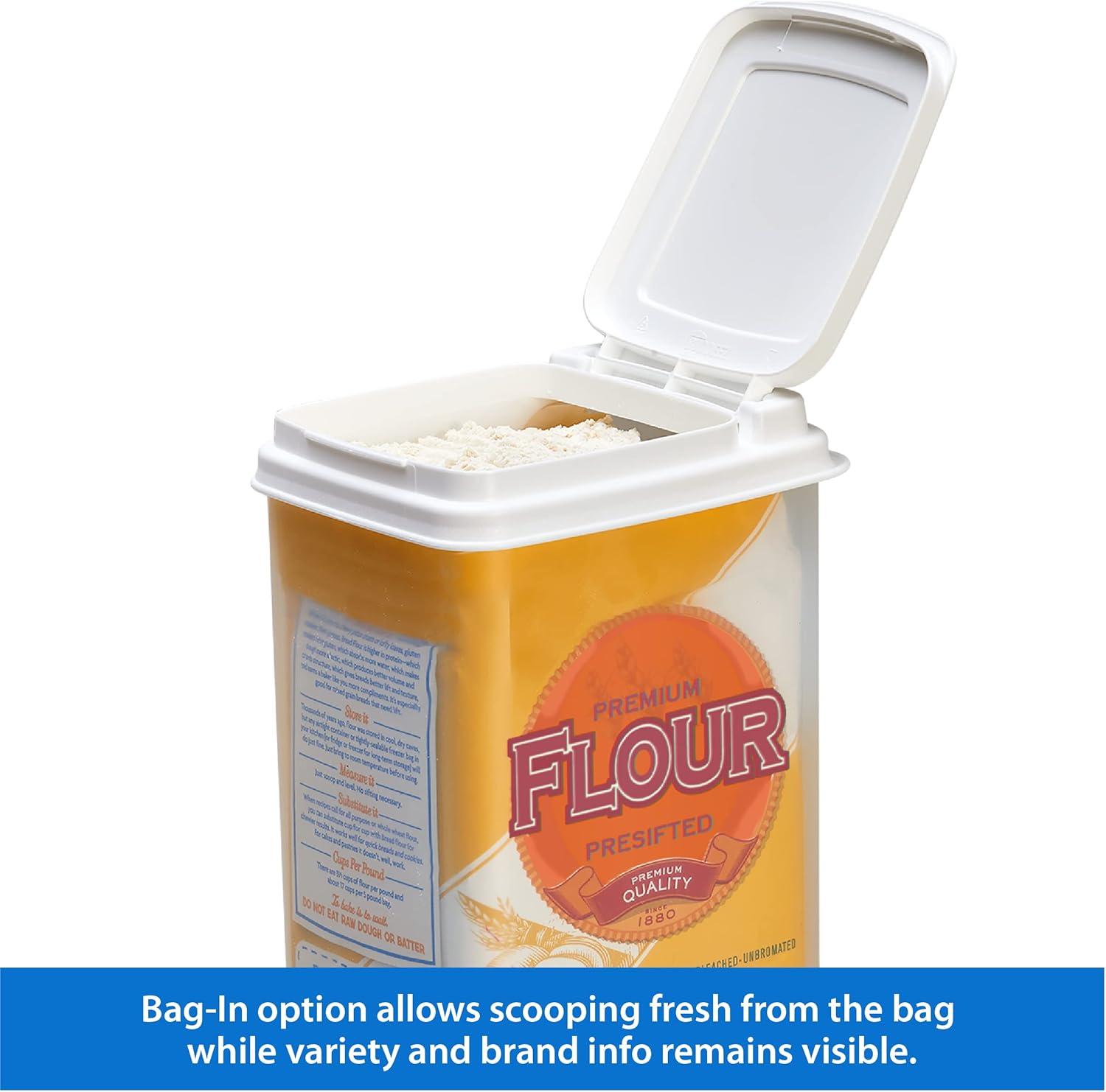 Buddeez Flour and Sugar Container - 3.75 Quart All Purpose Kitchen Organization and Storage Unit, Large Food Storage Container For Kitchen and Organizing Your Pantry (with Scoop)
