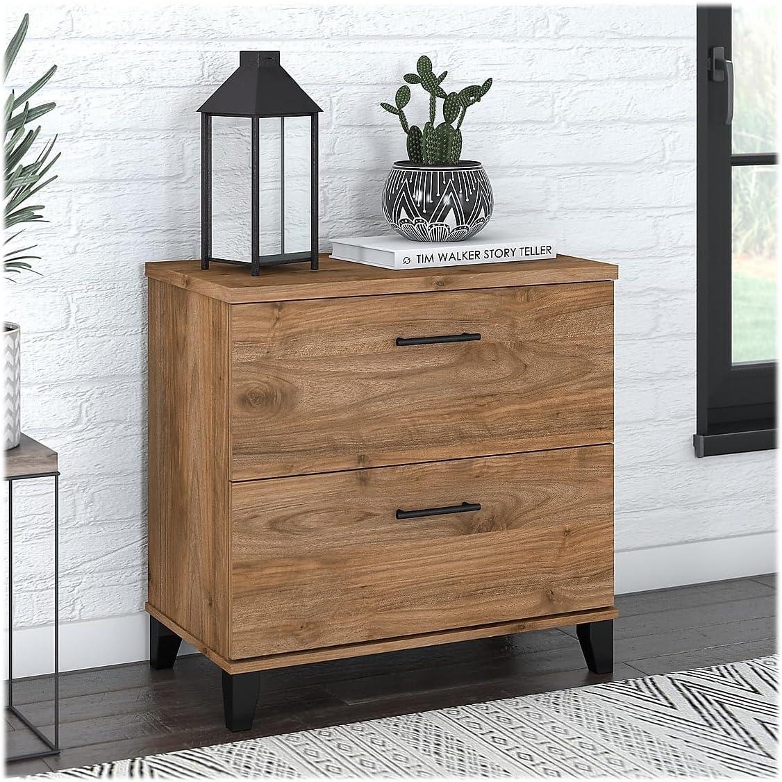 Bush Furniture Somerset Lateral File Cabinet, 2 Drawer, Fresh Walnut