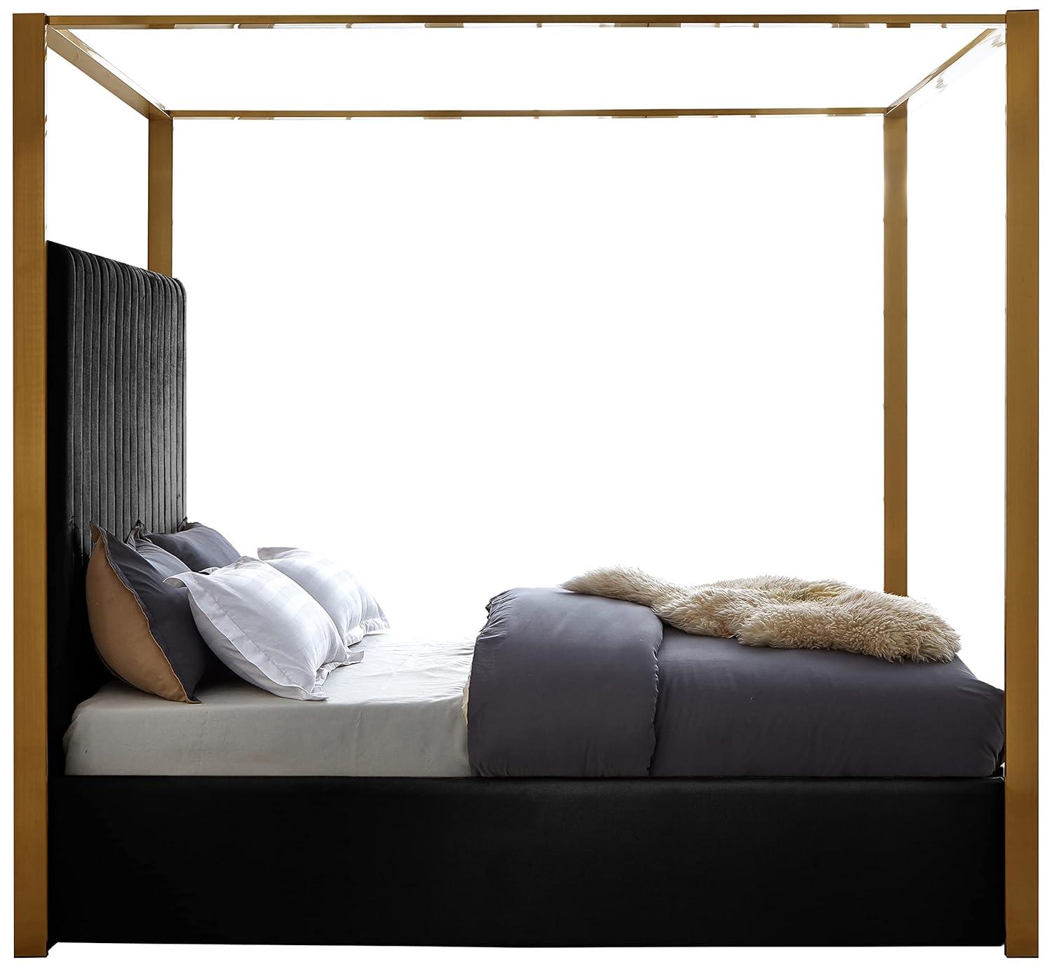 Meridian Furniture Jones Black Velvet King Bed