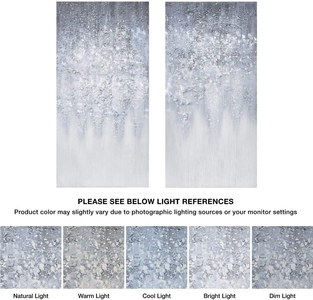 (Set of 2) 15" x 30" Winter Glaze Heavy Textured Canvas with Glitter Embellishment Blue/White