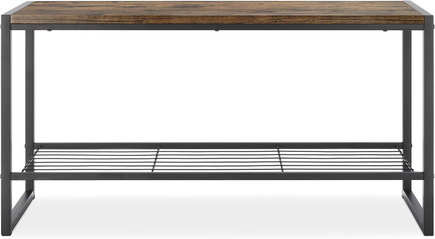 Whitmor Modern Industrial Entry Bench Black: Steel Frame Garment Rack & Closet Storage, No Tools Assembly, 25" Width