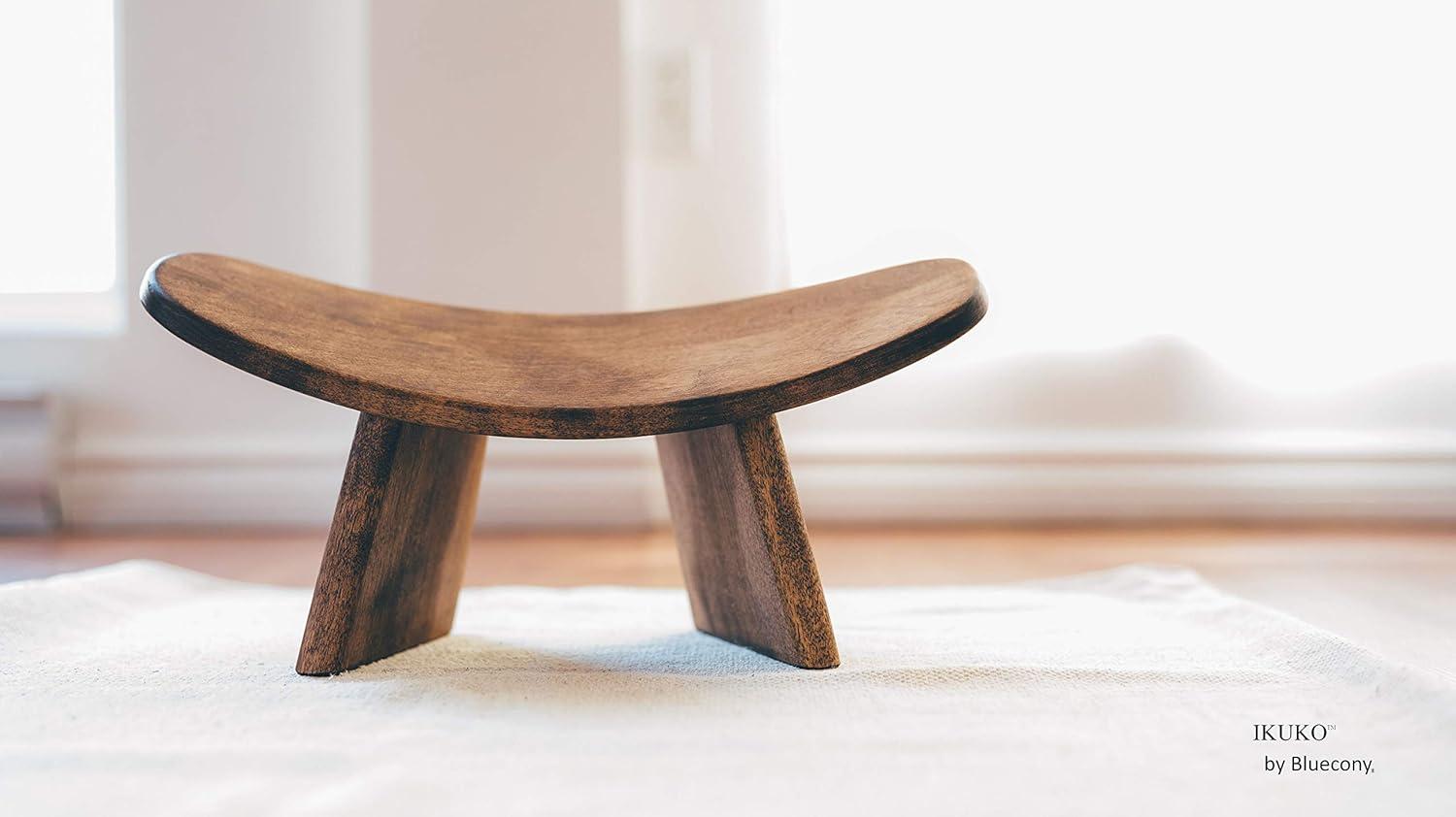 Meditation Bench IKUKO Original, Portable Version with Bag, Locally Handmade Wooden Kneeling Ergonomic Seiza Seat, Prana Yoga - 2 Colors, 3 Height Sizes