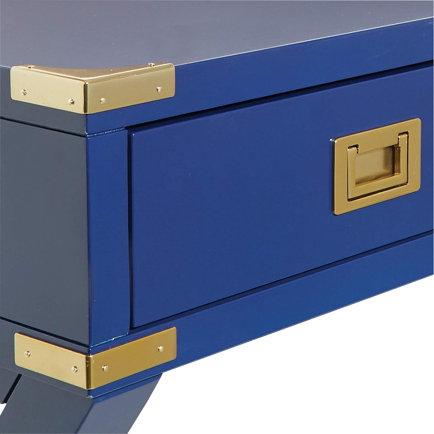 Wellington 46" Desk with Power in Lapis Blue Finish in Engineered Wood