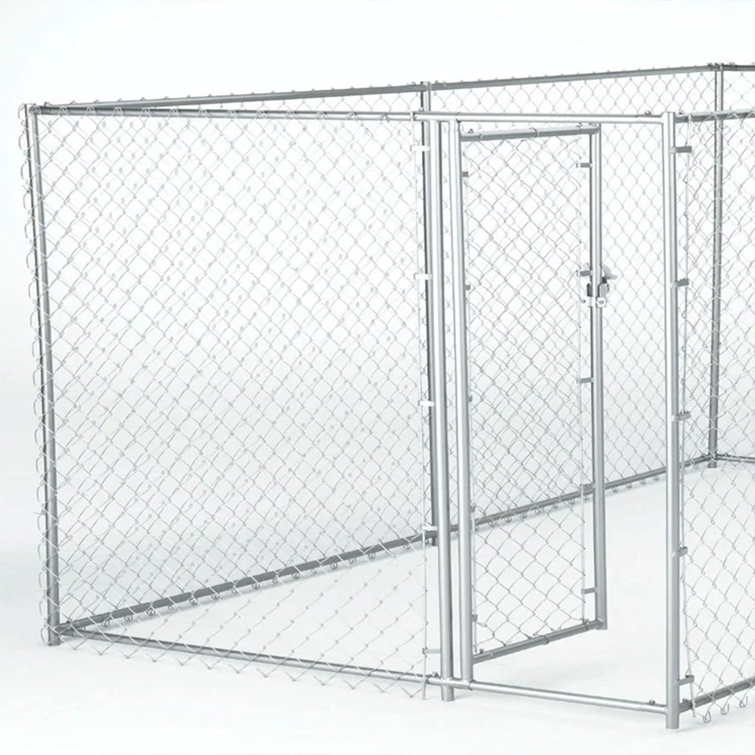 Lucky Dog 2-in-1 Size Galvanized Chain Link Kennel - Silver - CL 61528EZ