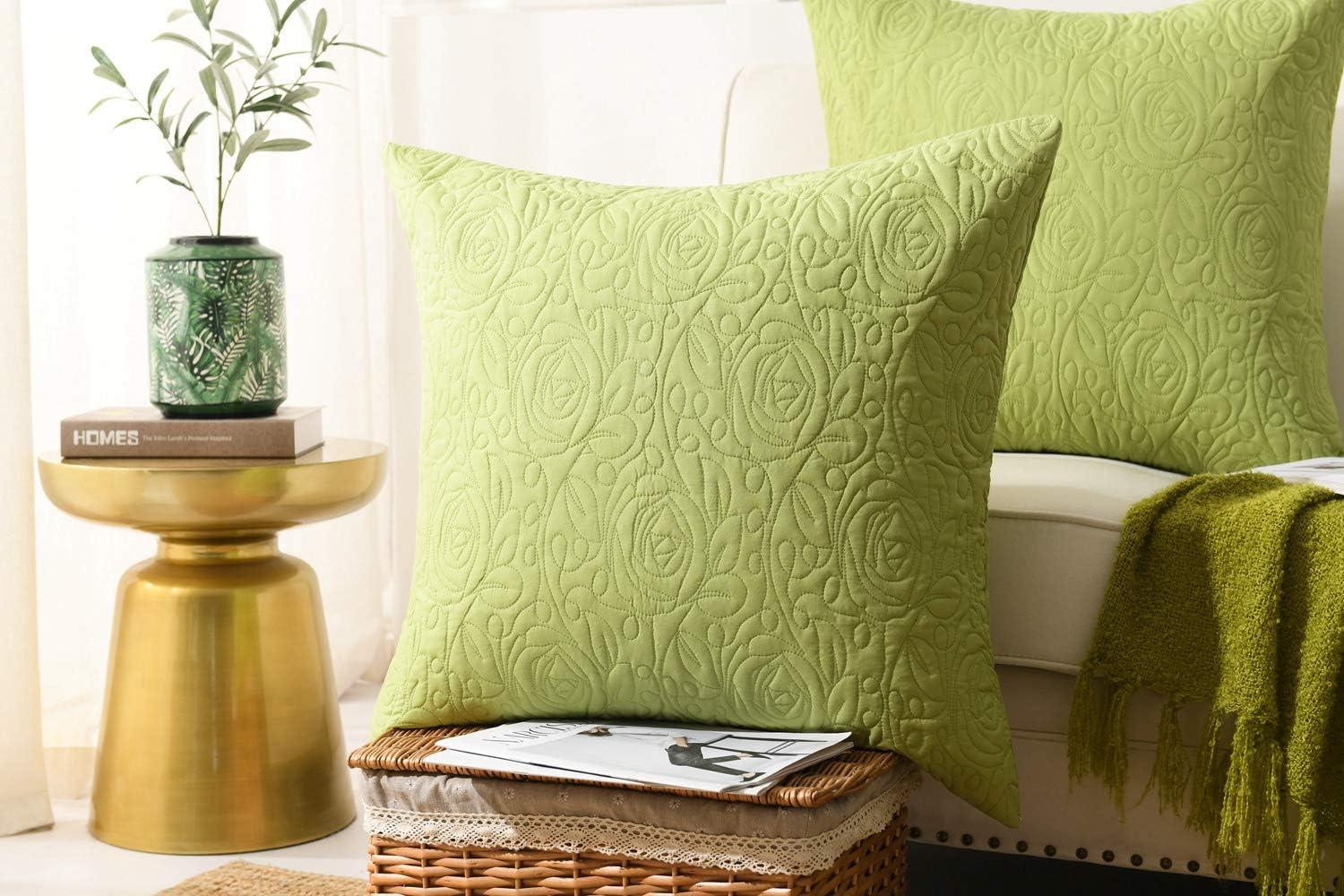 Green Microfiber Embroidered Euro Sham Covers 24x24