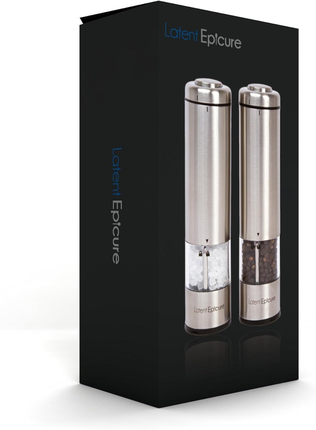 Stainless Steel Electric Salt and Pepper Grinder Set with Light