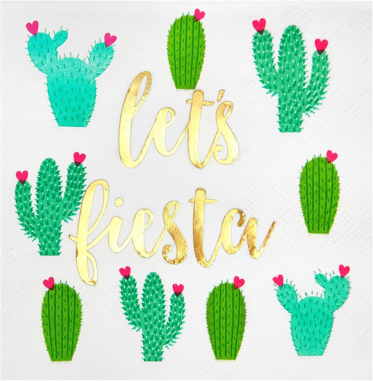 Juvale 50 Pack Let’s Fiesta Taco Napkins for Party, Cinco De Mayo Party Decorations, Paper Margarita Napkins, 5x5 In