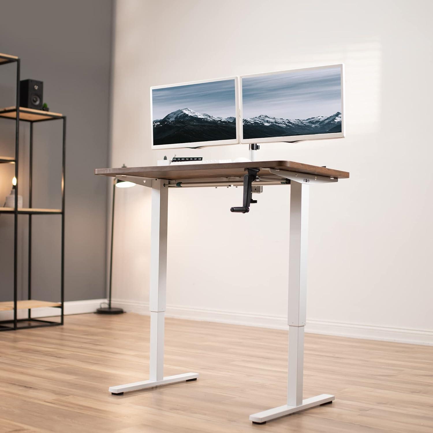 Compact Crank Height Adjustable Desk Frame