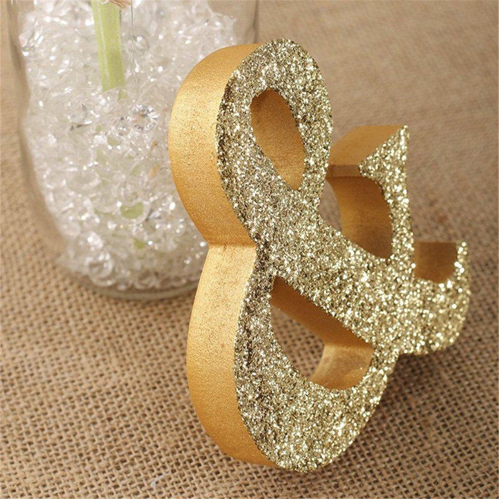 Mr and Mrs Signs Wedding Table Decorations, Wooden Freestanding Letters for Photo Props, Rustic Decoration, Anniversary Shower Gift (Golden)