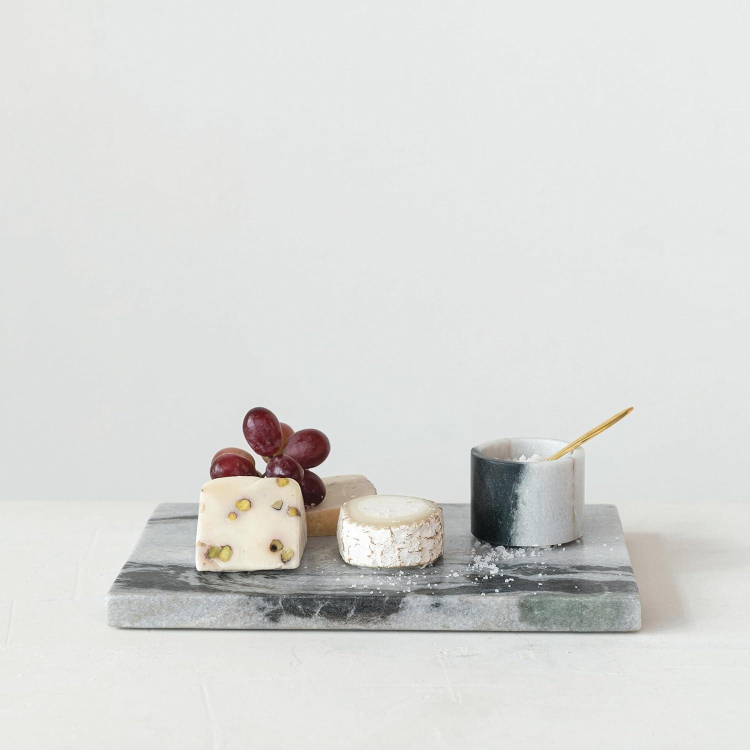 Marble Salt Cellar With Brass Spoon