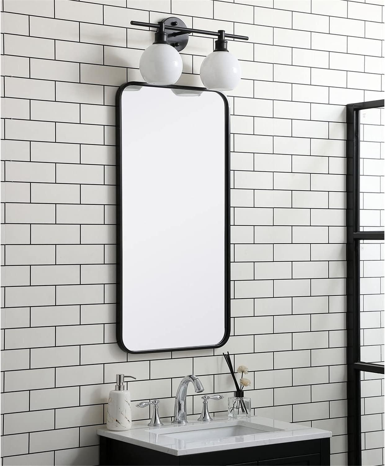 Elegant Lighting Soft corner metal rectangular mirror 18x36 inch in Black