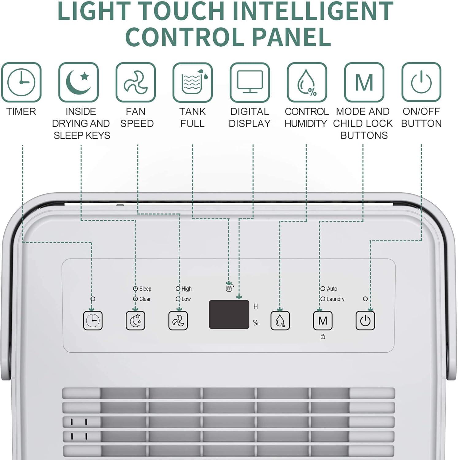 Uhome 30 Pint White Portable Dehumidifier with Air Purifier