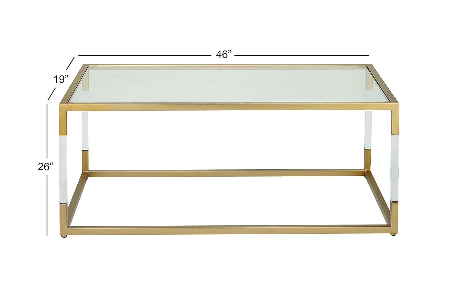 Metal and Glass Coffee Table Gold - Olivia & May: Elegant Iron Frame, No Assembly, Contemporary Design