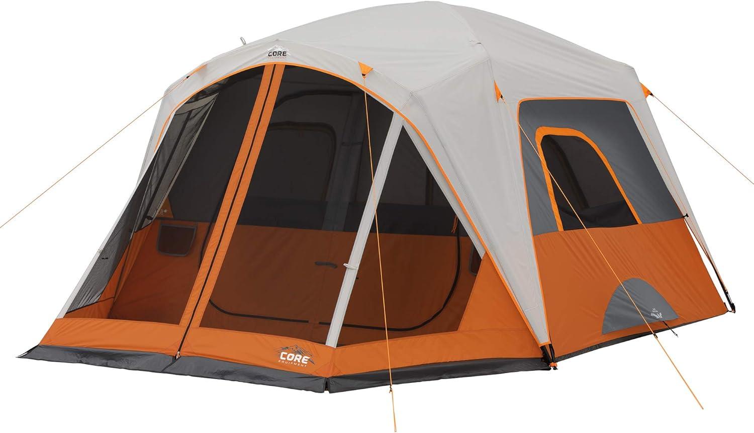 Orange 6-Person Four Season Cabin Tent with Screen Room