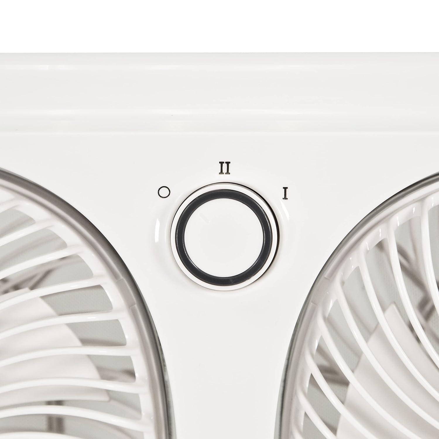 Comfort Zone 9" Twin Window Fan, 2 Speeds, Rotating Heads, Bug Screen