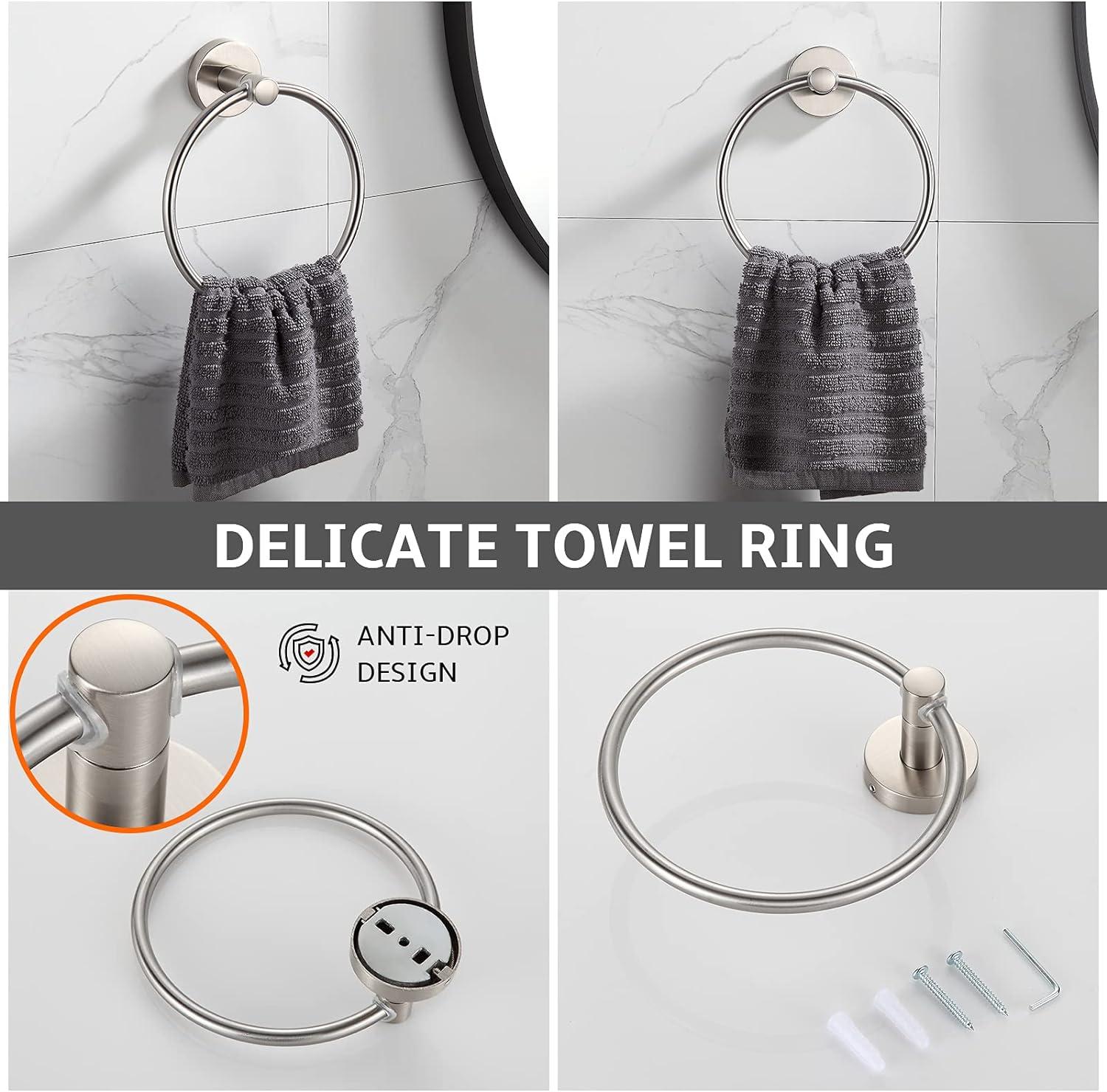 BGL Bathroom Hardware Set Brushed Nickel 4-Pieces Bathroom Towel Rack 24 Inches Adjustable Bathroom Accessories Set