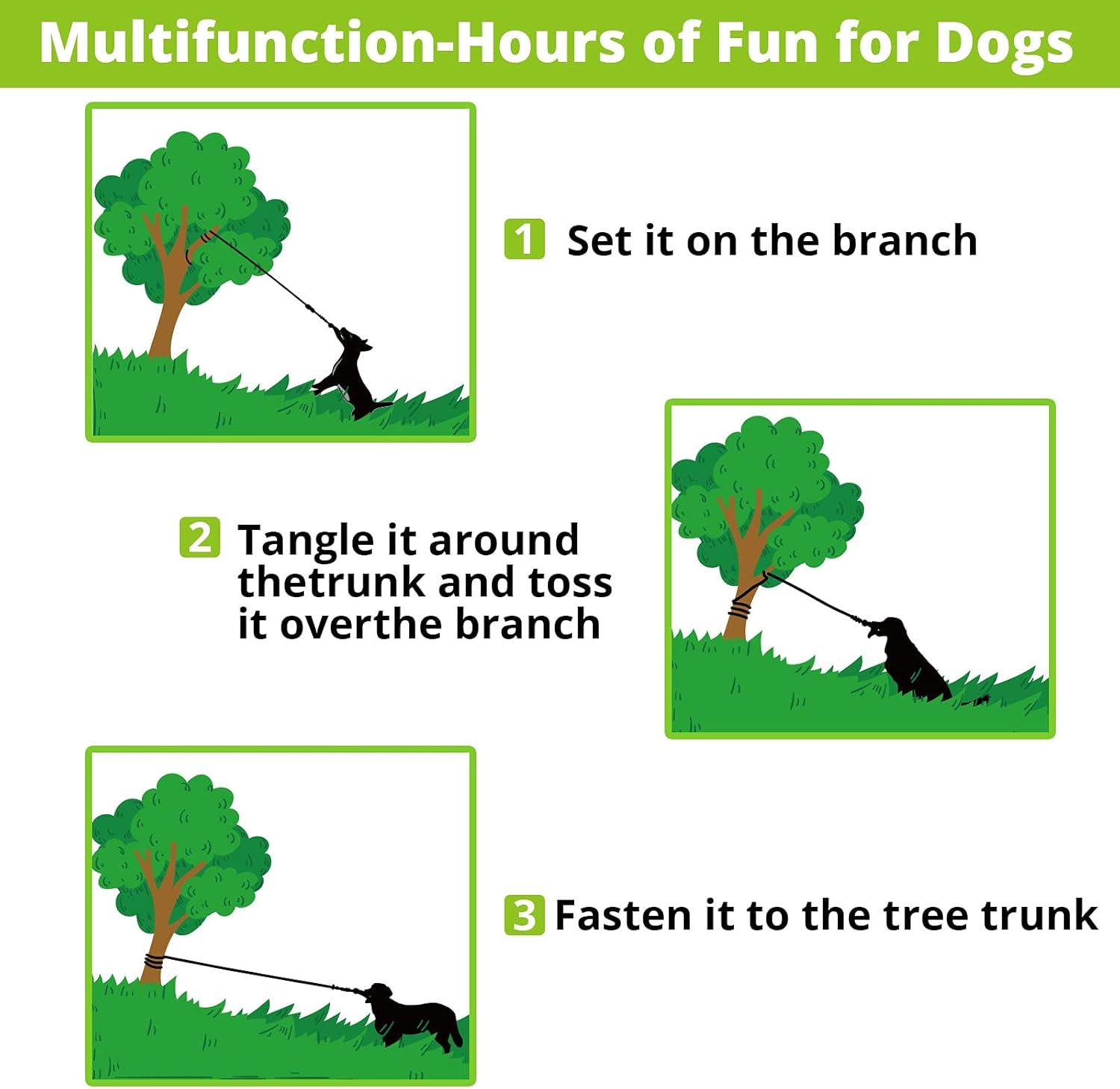 Dog Hanging Bungee Tug Toy: Interactive Tether Tug-of-War for Pitbull Small to Large Dogs to Exercise and Fun Solo Play - Durable Retractable Tugger Dog Rope Toy with 2 Chew Rope Toys