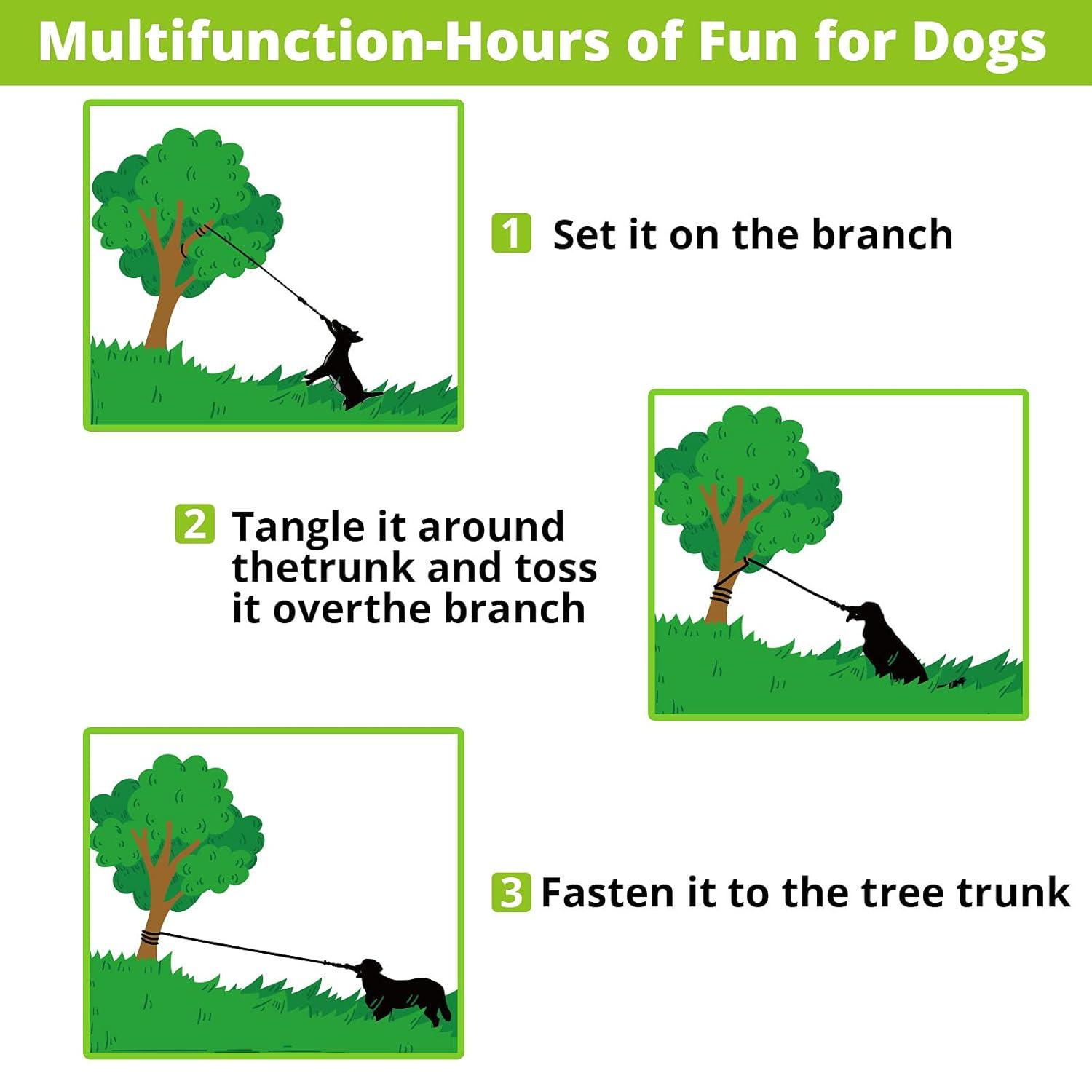 Dog Hanging Bungee Tug Toy: Interactive Tether Tug-of-War for Pitbull Small to Large Dogs to Exercise and Fun Solo Play - Durable Retractable Tugger Dog Rope Toy with 2 Chew Rope Toys