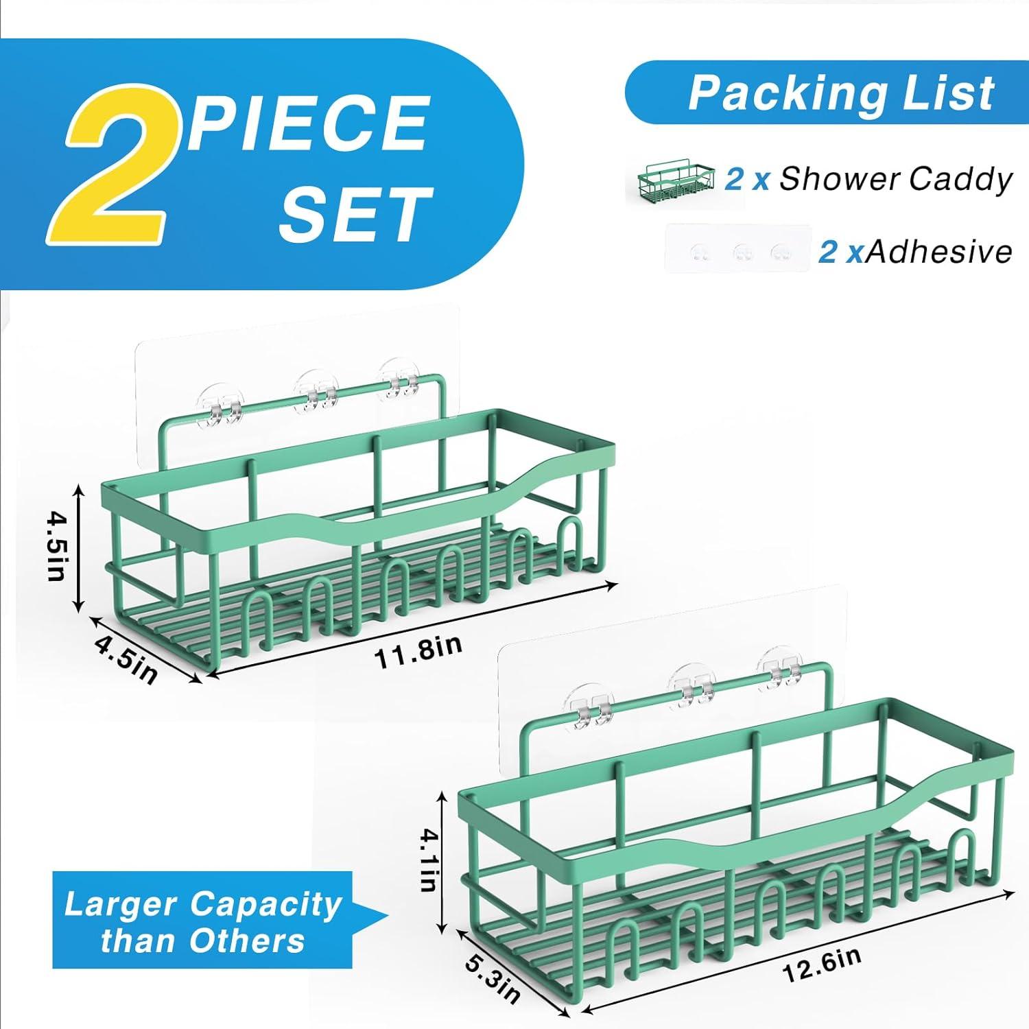 Shower Caddy 2 Pack,Adhesive Shower Organizer for Bathroom Storage&Home Decor&Kitchen organizers and storage,No Drilling,Large Capacity,Rustproof Stainless Steel Bathroom Organizer,Bathroom Decor Sets