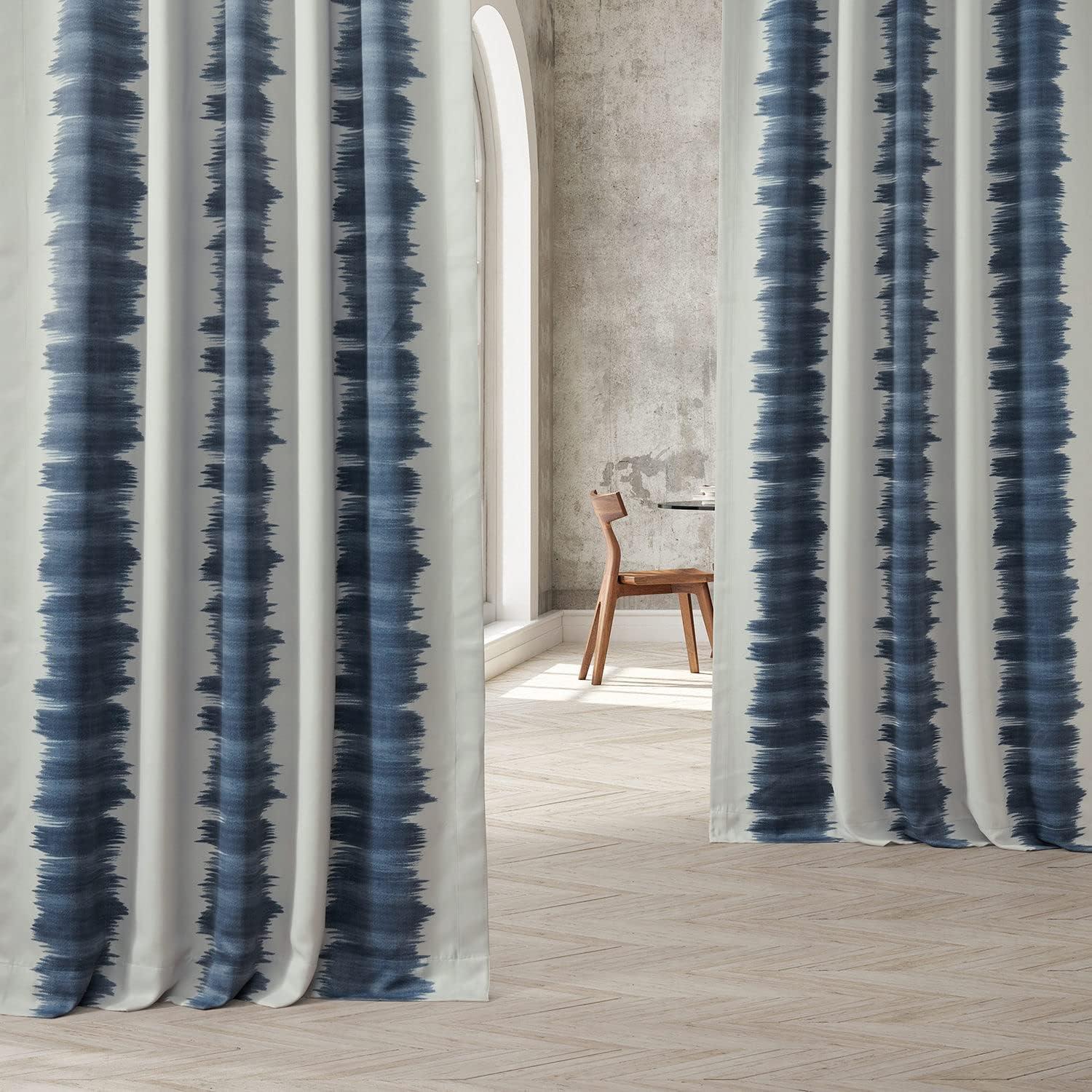 Flambe Blue Blackout Room Darkening Curtain (1 Panel), Flambe Blue, 50W X 96L