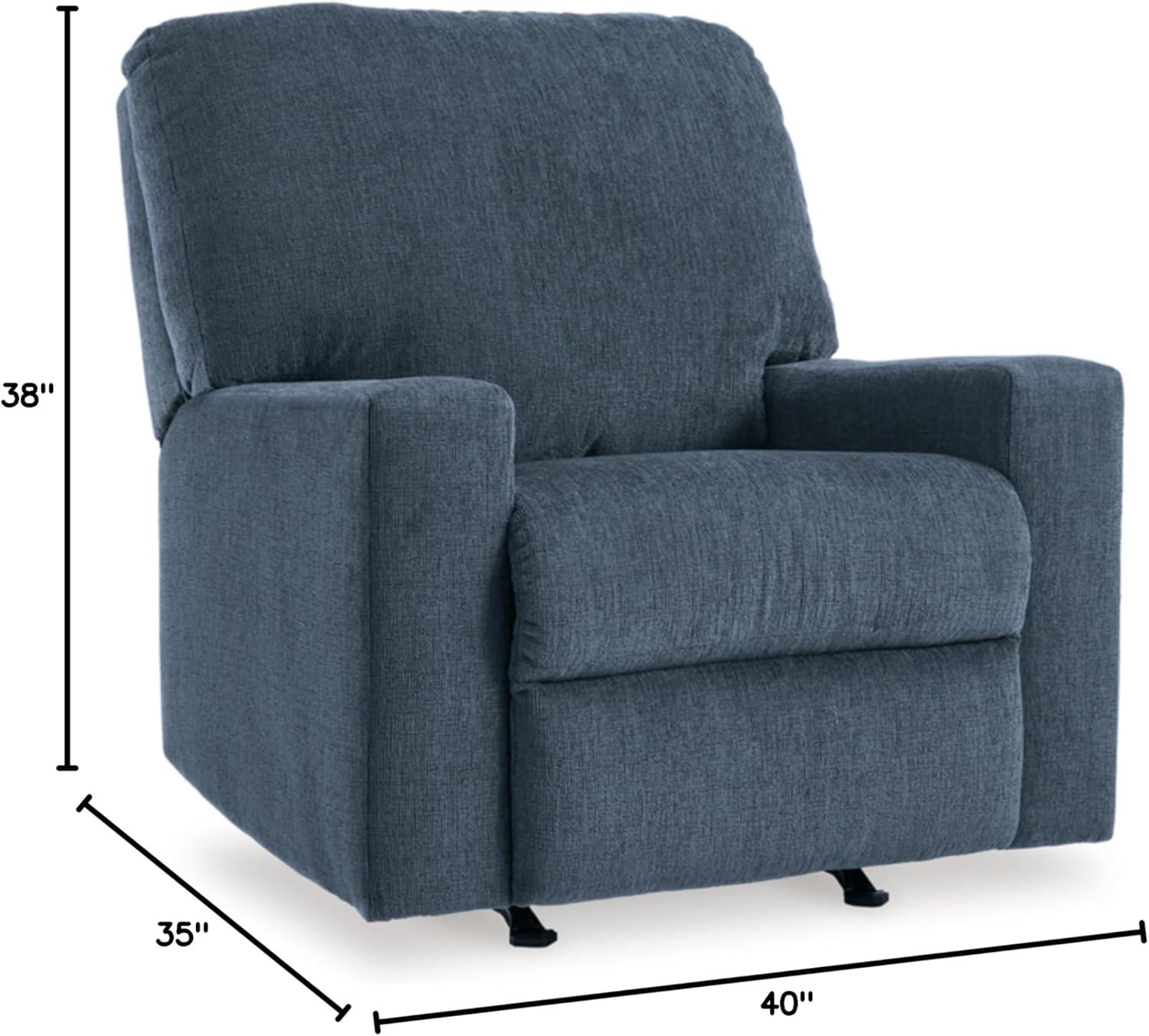 Navy Blue Polyester Contemporary Recliner Chair