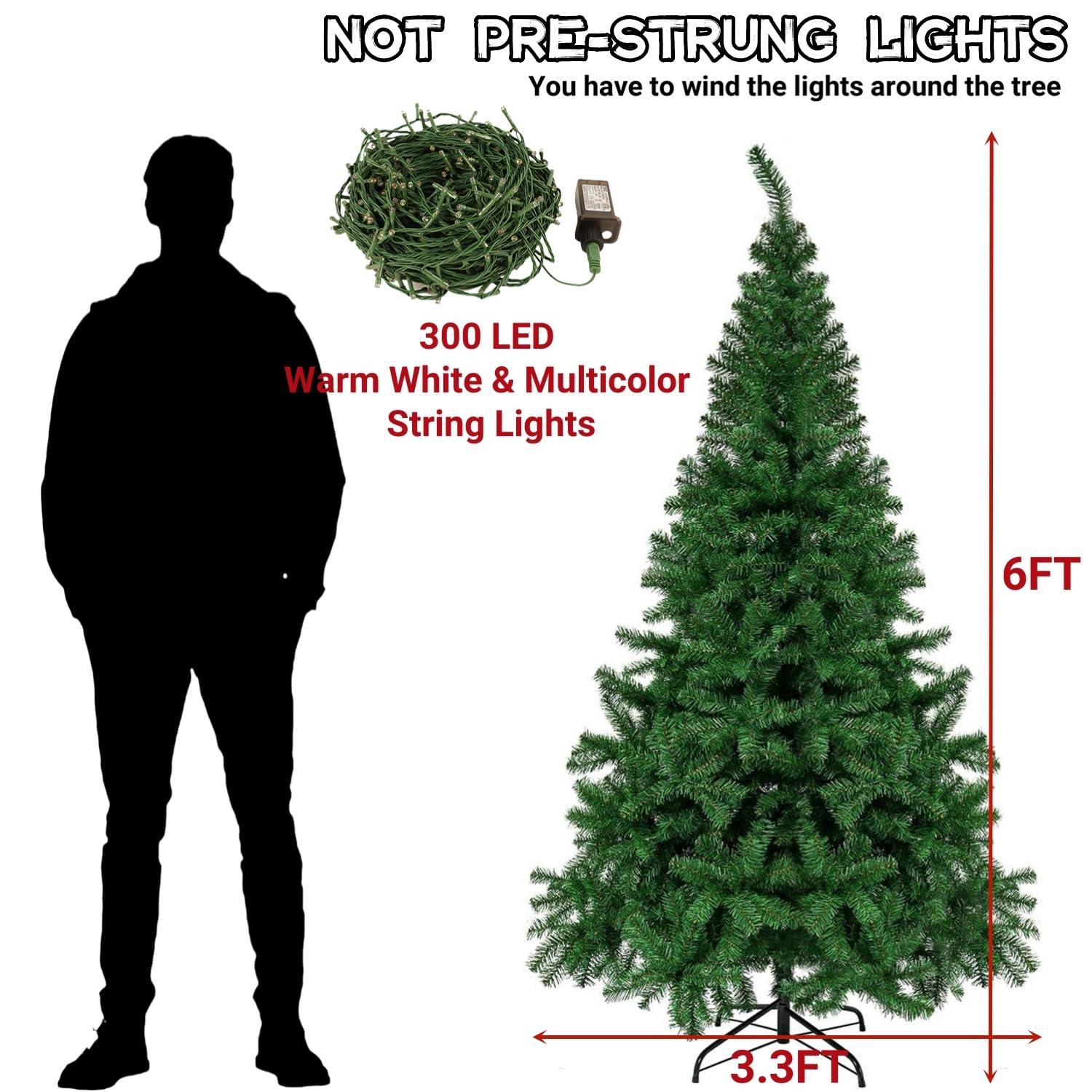 6-Foot White PVC Christmas Tree with Multicolor LED Lights