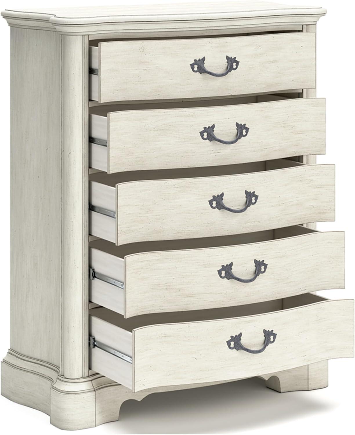 White Traditional 5-Drawer Chest with Dovetail Drawer