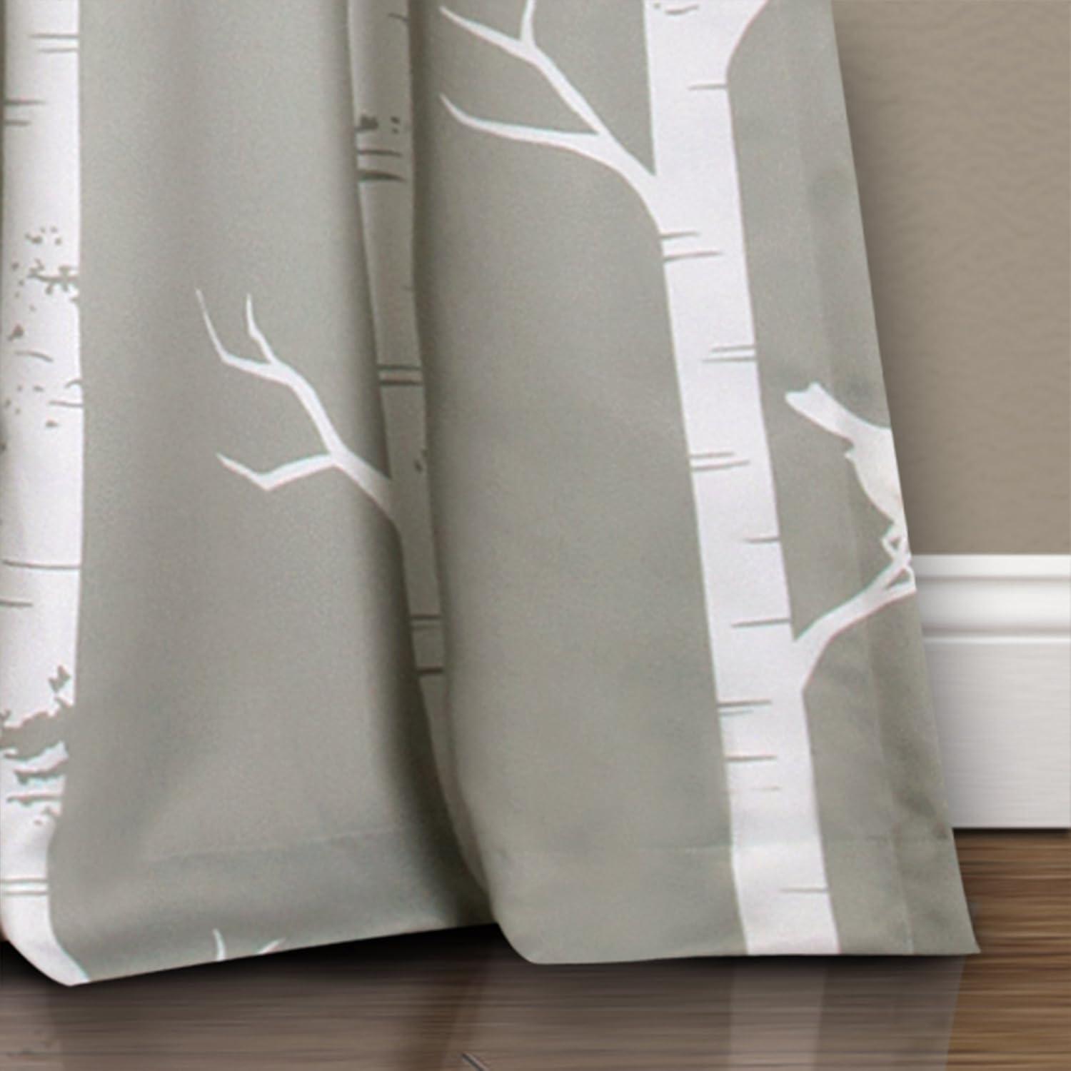 Lush Decor Bird On The Tree Room Darkening 84" x 52" + 2" Header Nature Gray 100% Polyester 3" Rod Pocket 2-Pc Set Window Panel