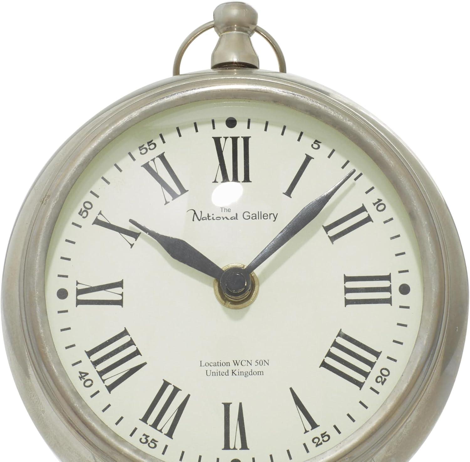 DecMode 6" Silver Stainless Steel Clock with Ring Top