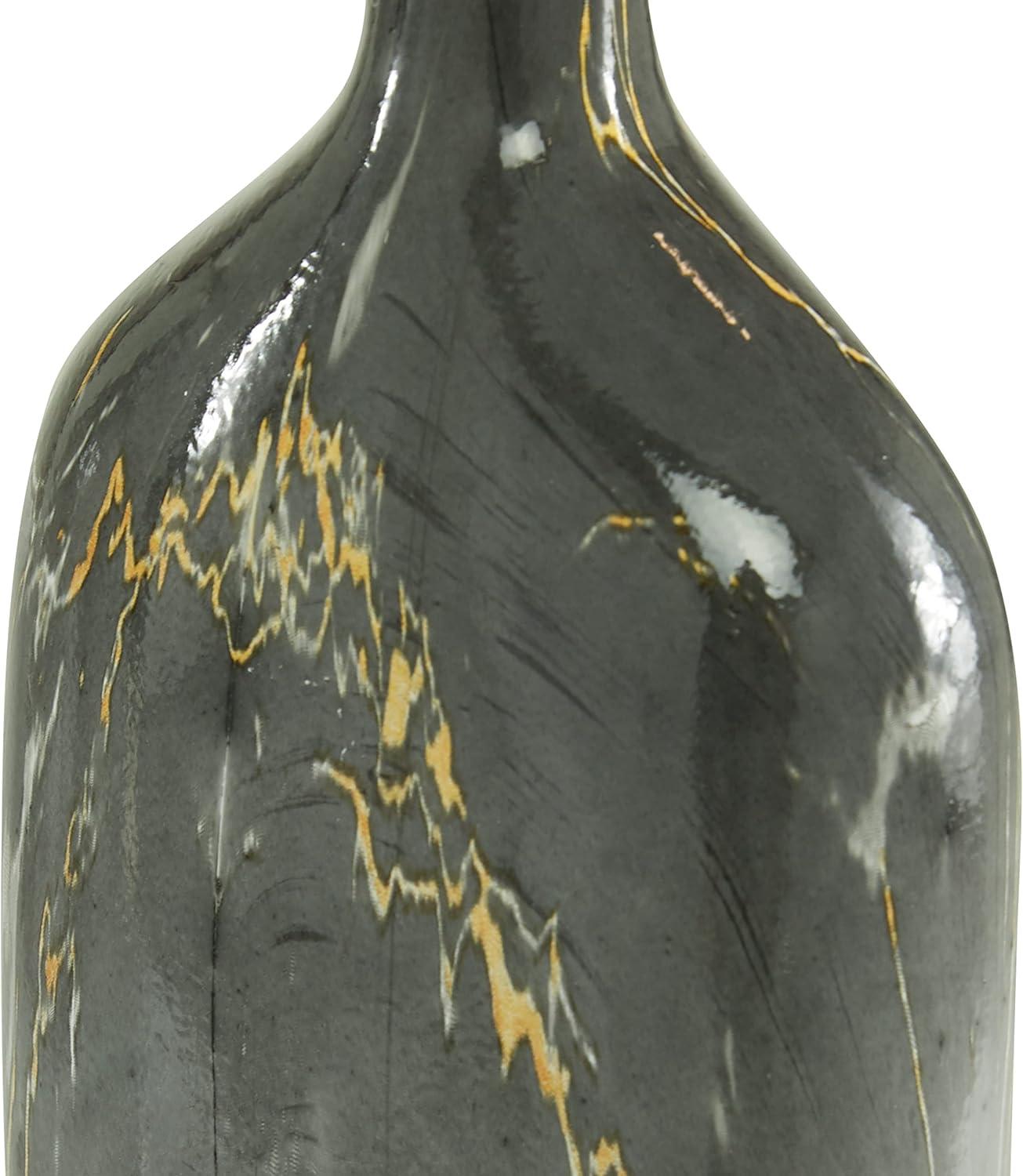 DecMode 6"W, 13"H Faux Marble Gray Ceramic Vase, Set of 3