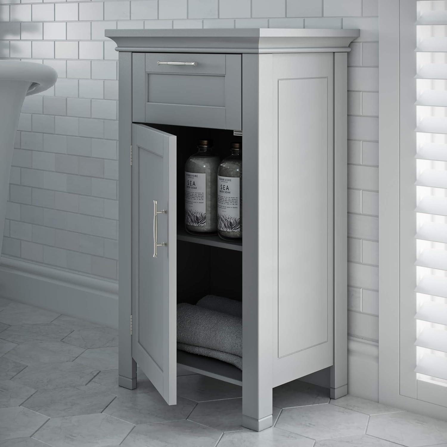 RiverRidge Somerset Single Door Bathroom and Laundry Storage Cabinet with Drawer and Adjustable Shelf - Gray