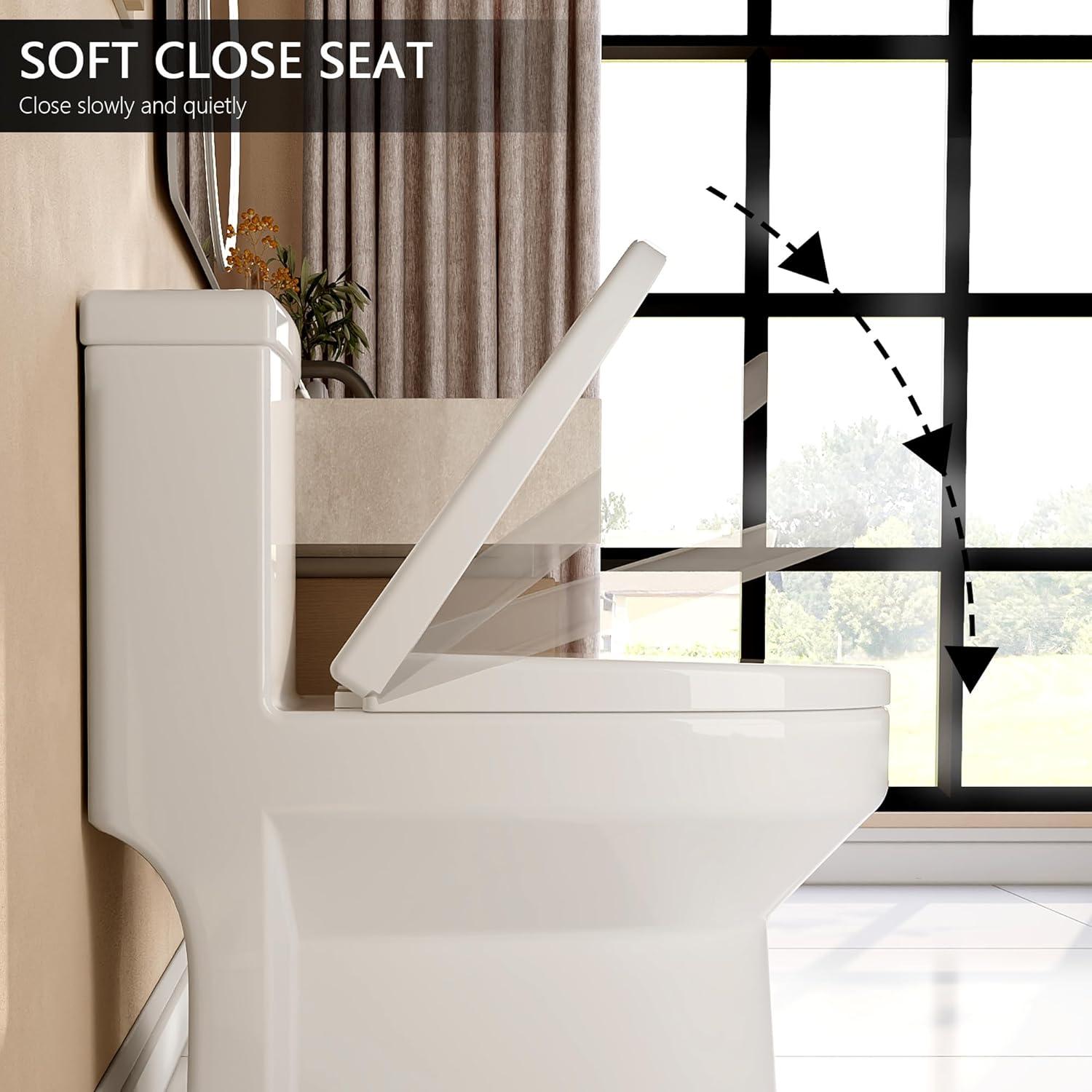 Liberty Compact Toilet, Modern One-Piece Round Toilet with Dual Flush, Easy Cleaning Fully Skirted Design(Seat Included)