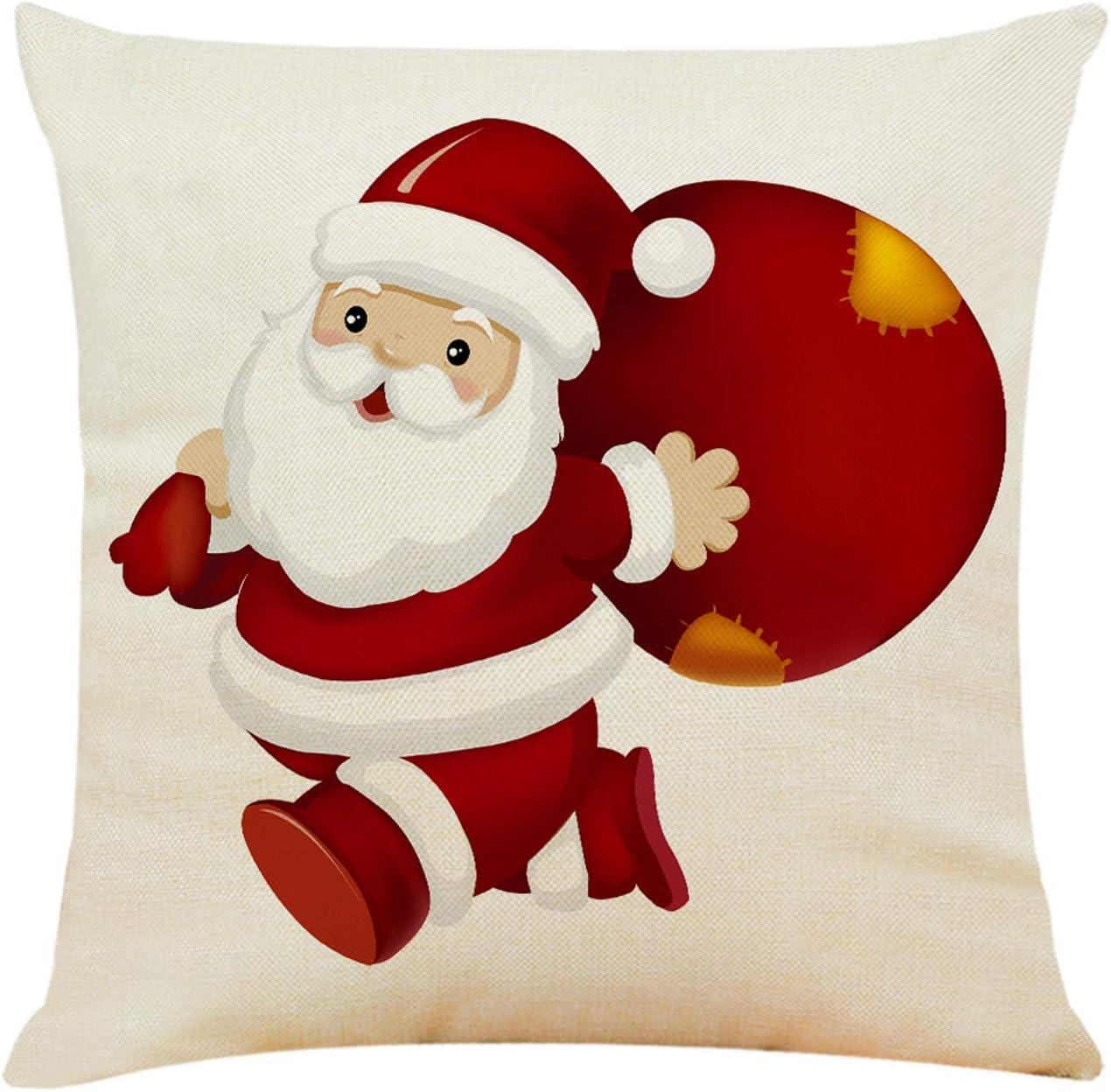 Festive Red and White Cotton Christmas Pillow Covers Set