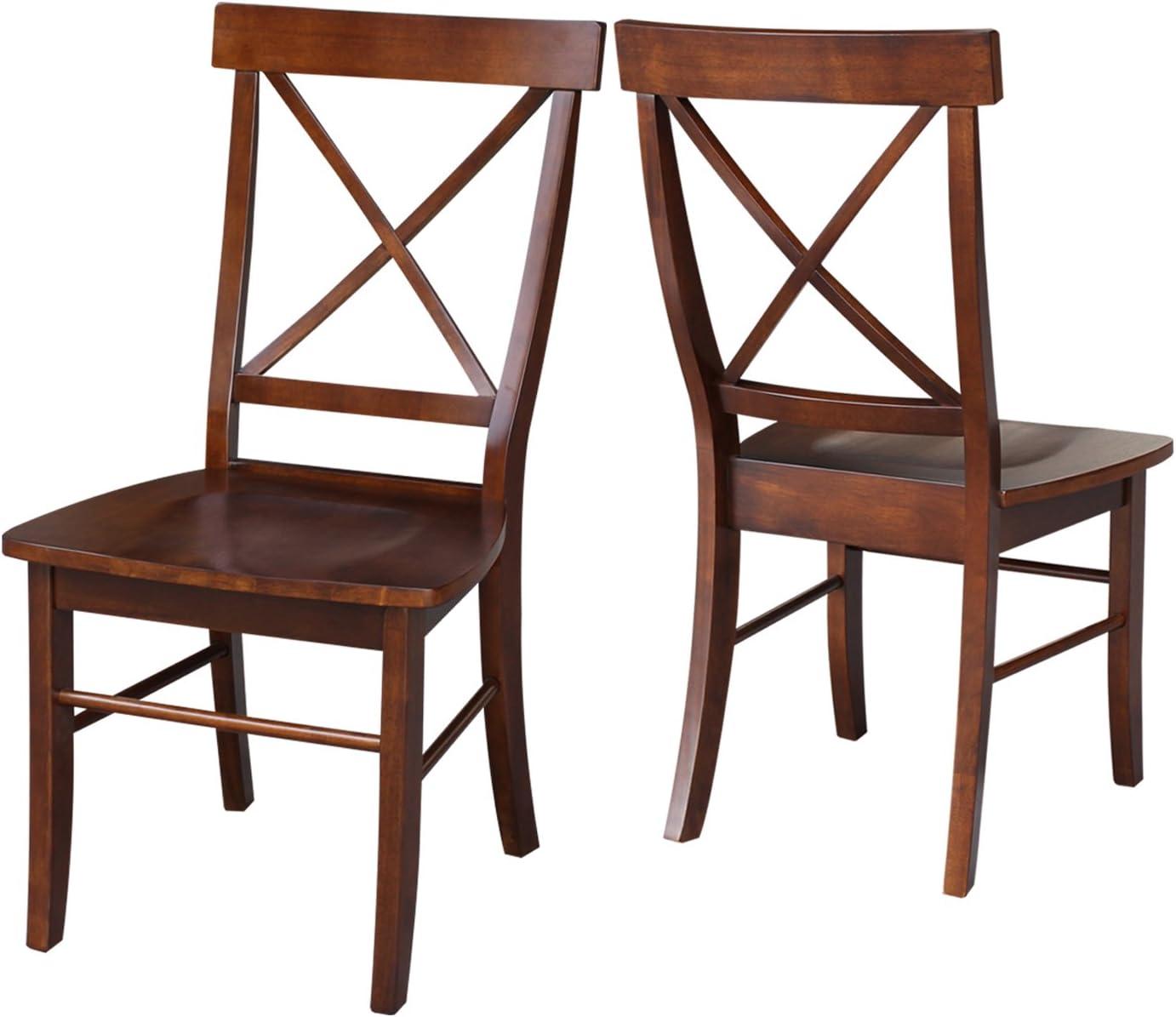 Set of 2 X Back Chairs with Solid Wood - International Concepts